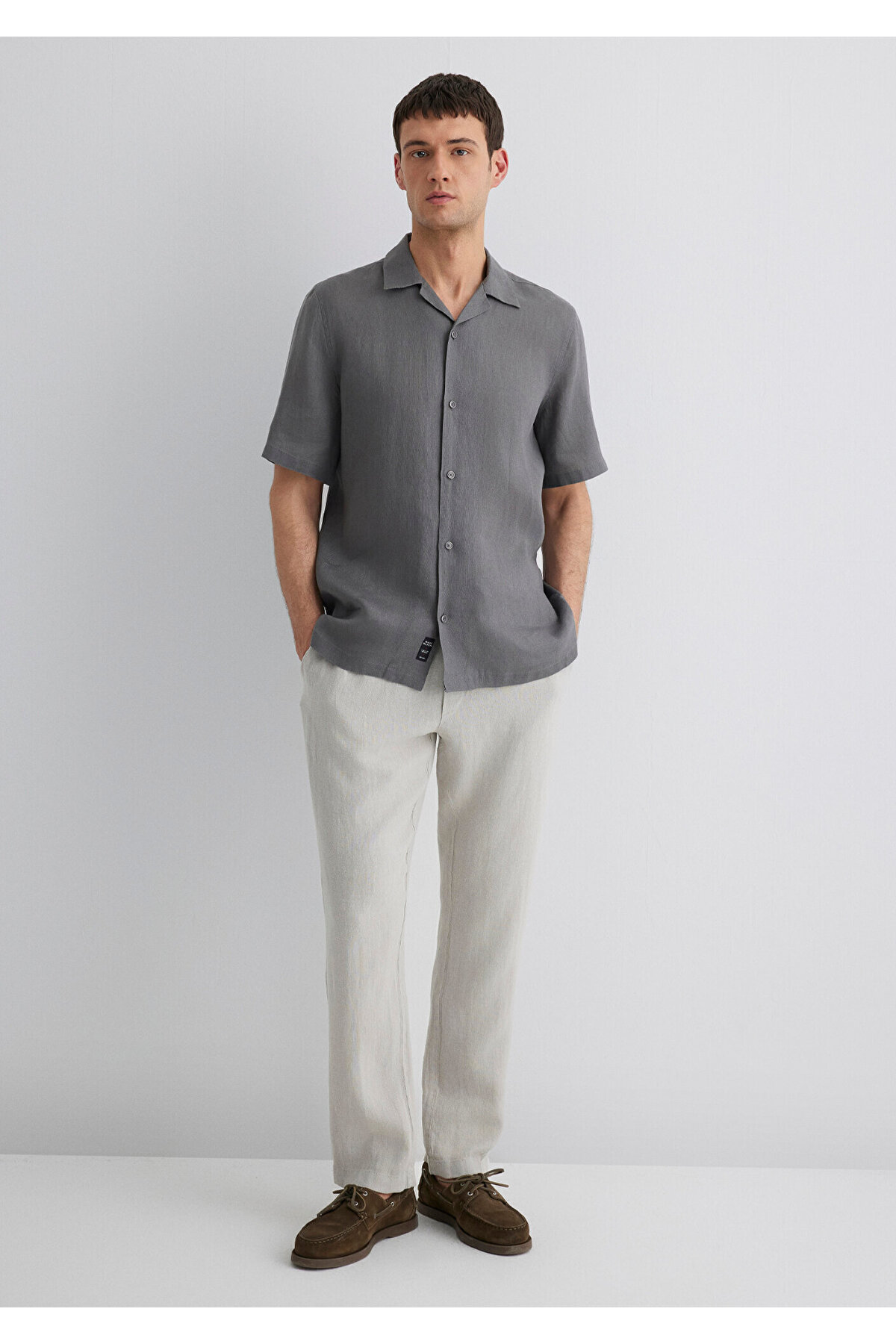 Gri Keten Pantolon 0010358-70080