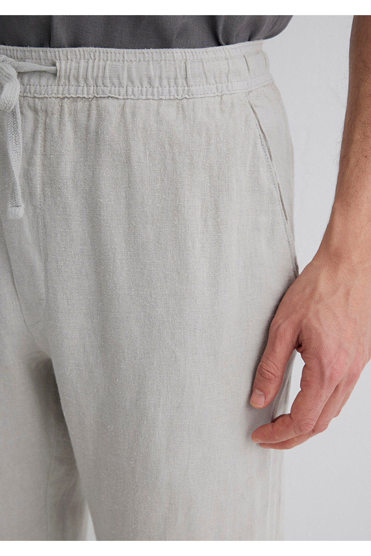 Gri Keten Pantolon 0010358-70080