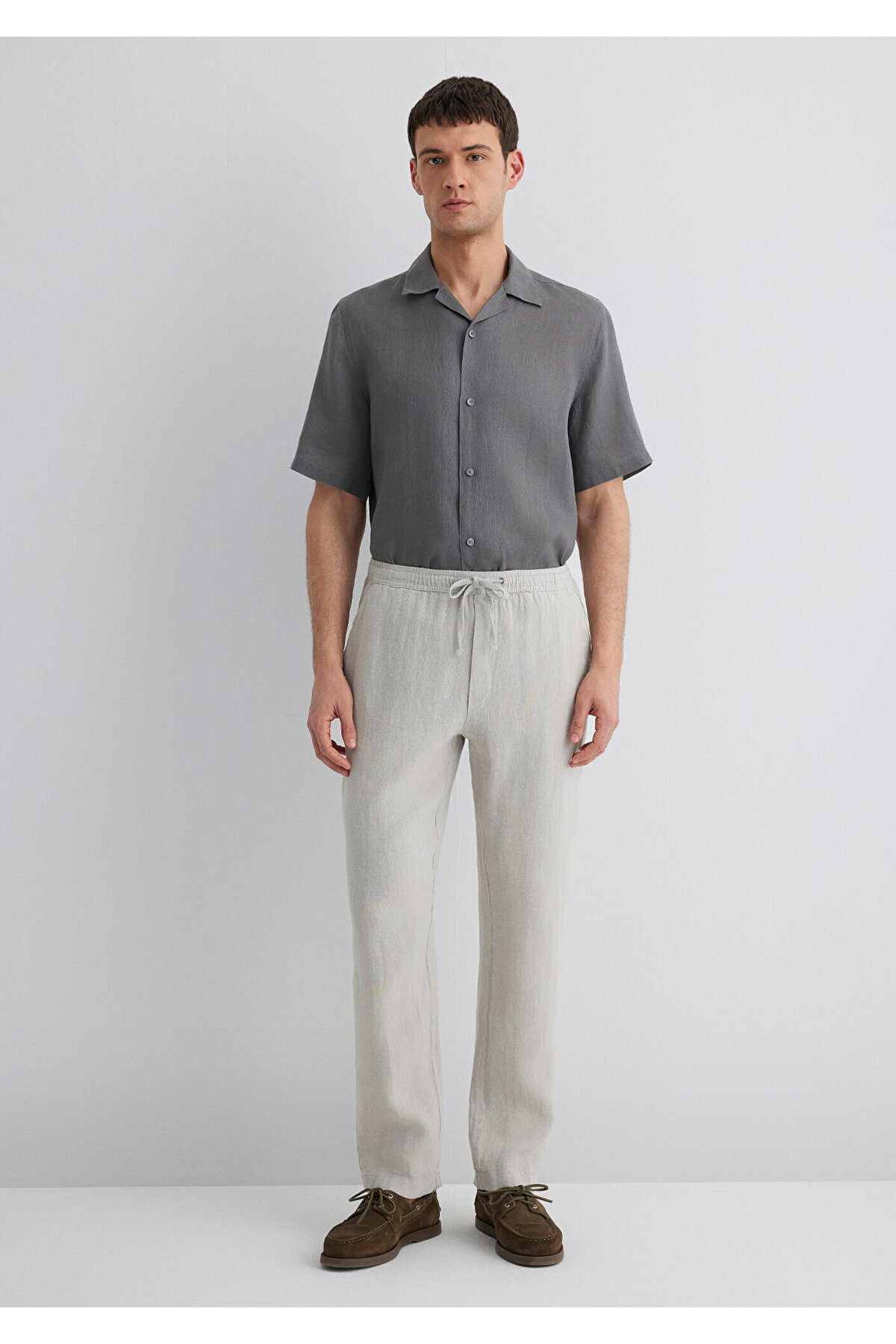 Gri Keten Pantolon 0010358-70080