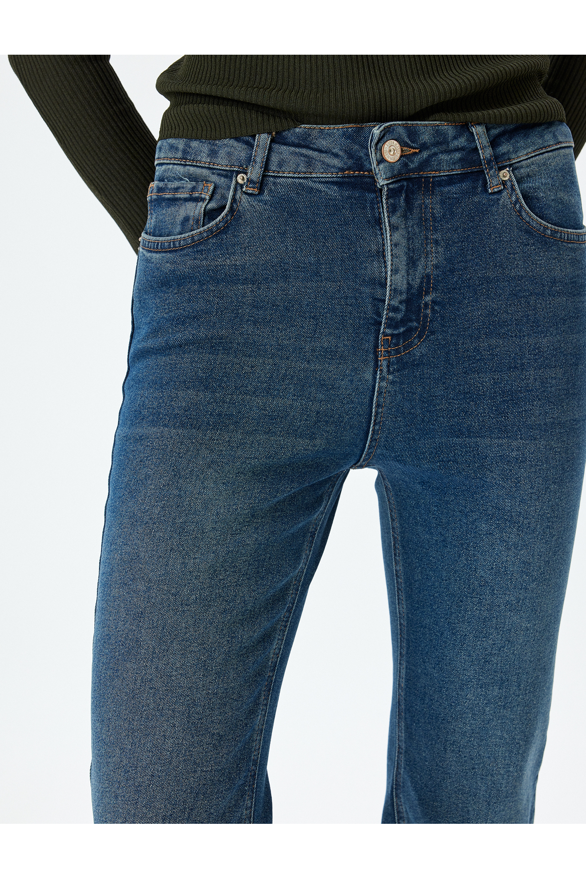 Hafif İspanyol Paça Normal Bel indigo Kadın Jean Pantolon 5SAL40030MD