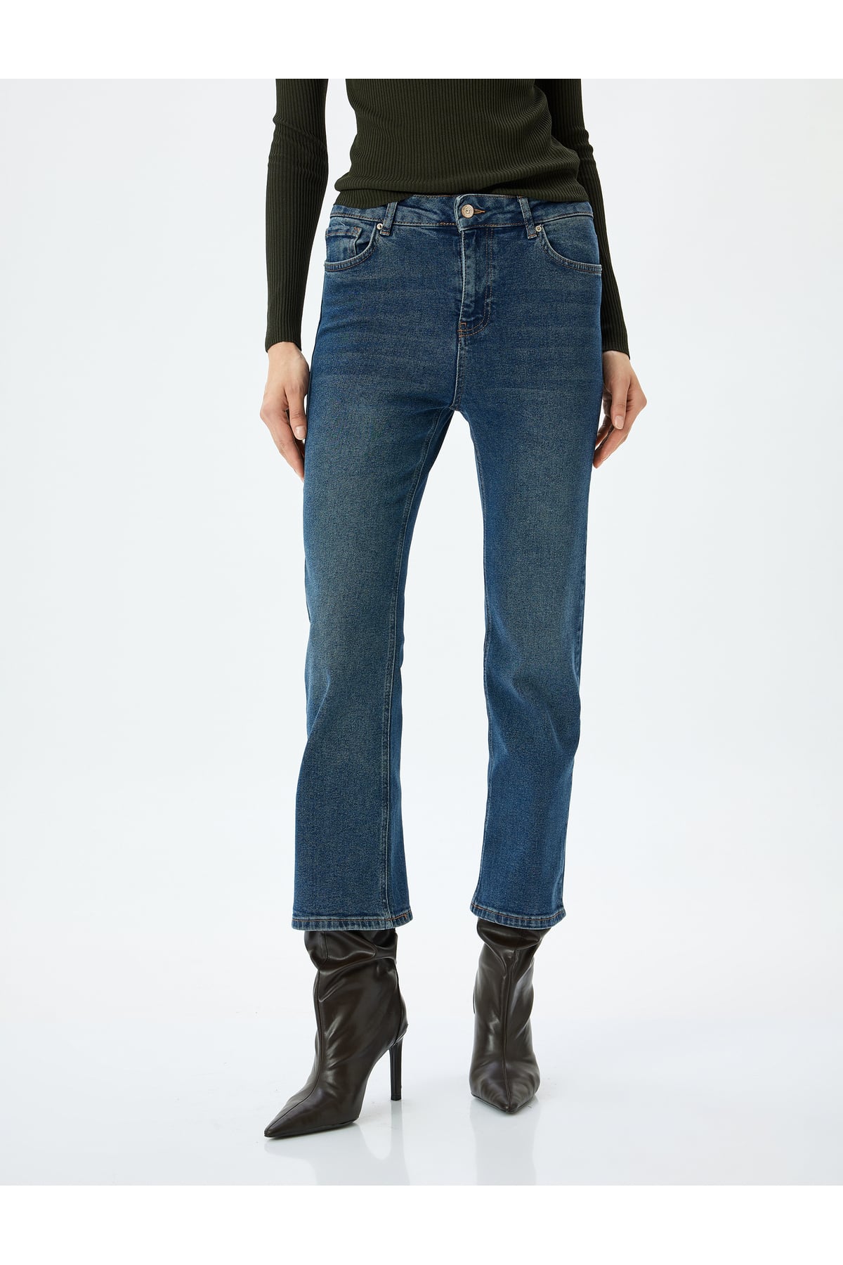 Hafif İspanyol Paça Normal Bel indigo Kadın Jean Pantolon 5SAL40030MD