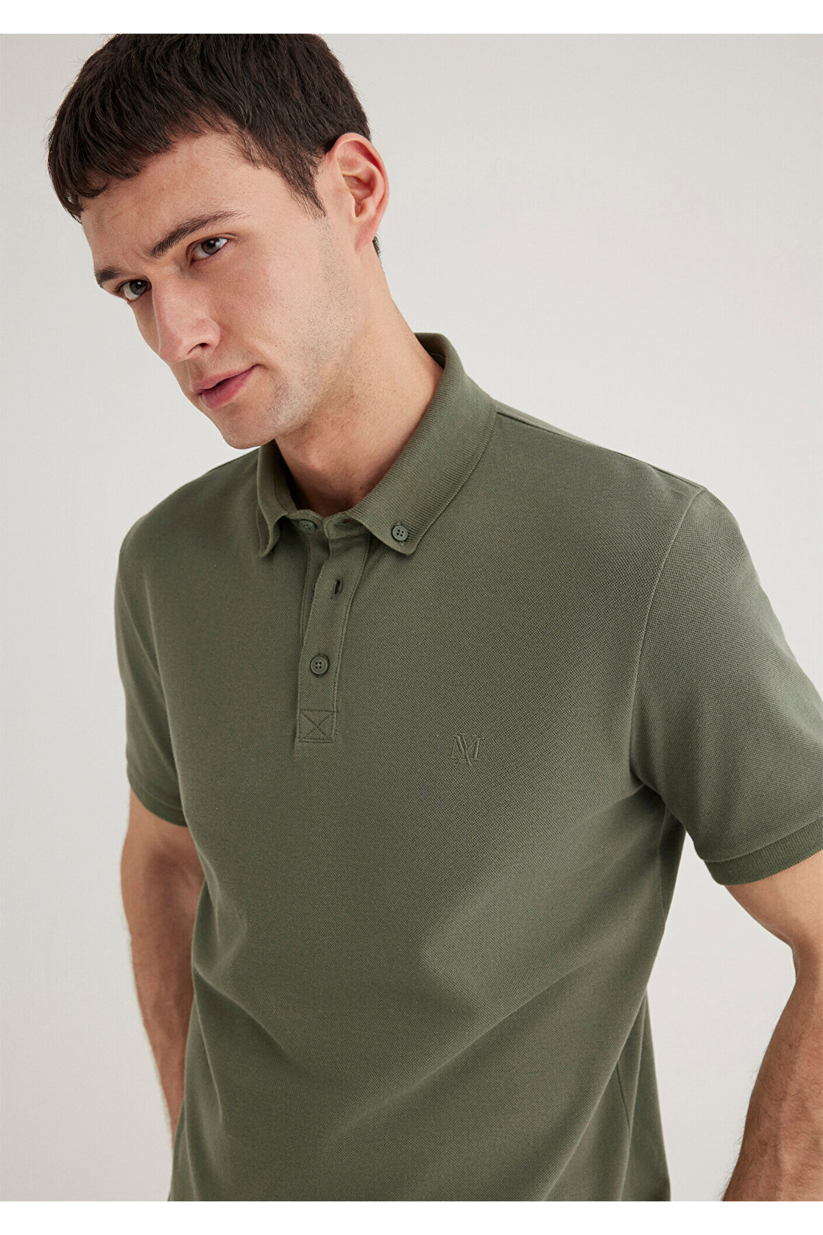 Haki Polo Tişört Slim Fit / Dar Kesim 063247-33198