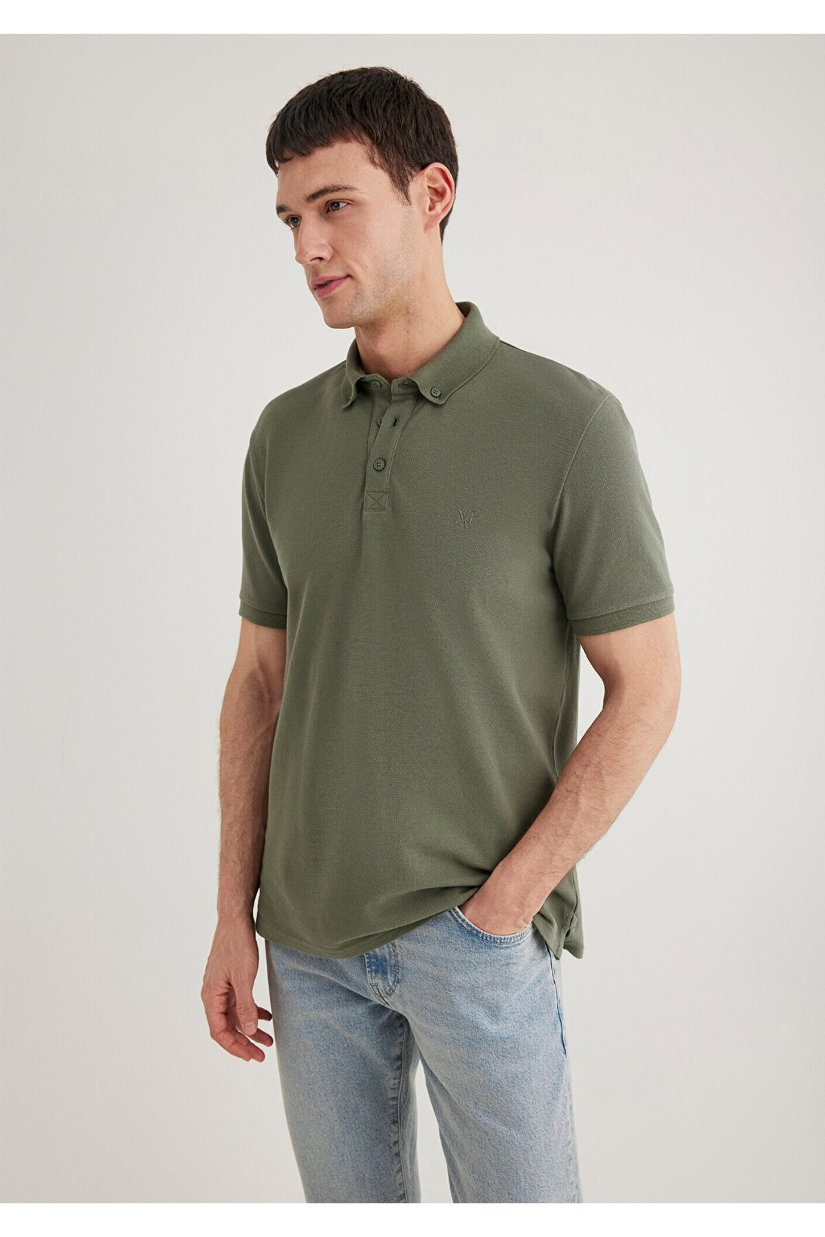 Haki Polo Tişört Slim Fit / Dar Kesim 063247-33198