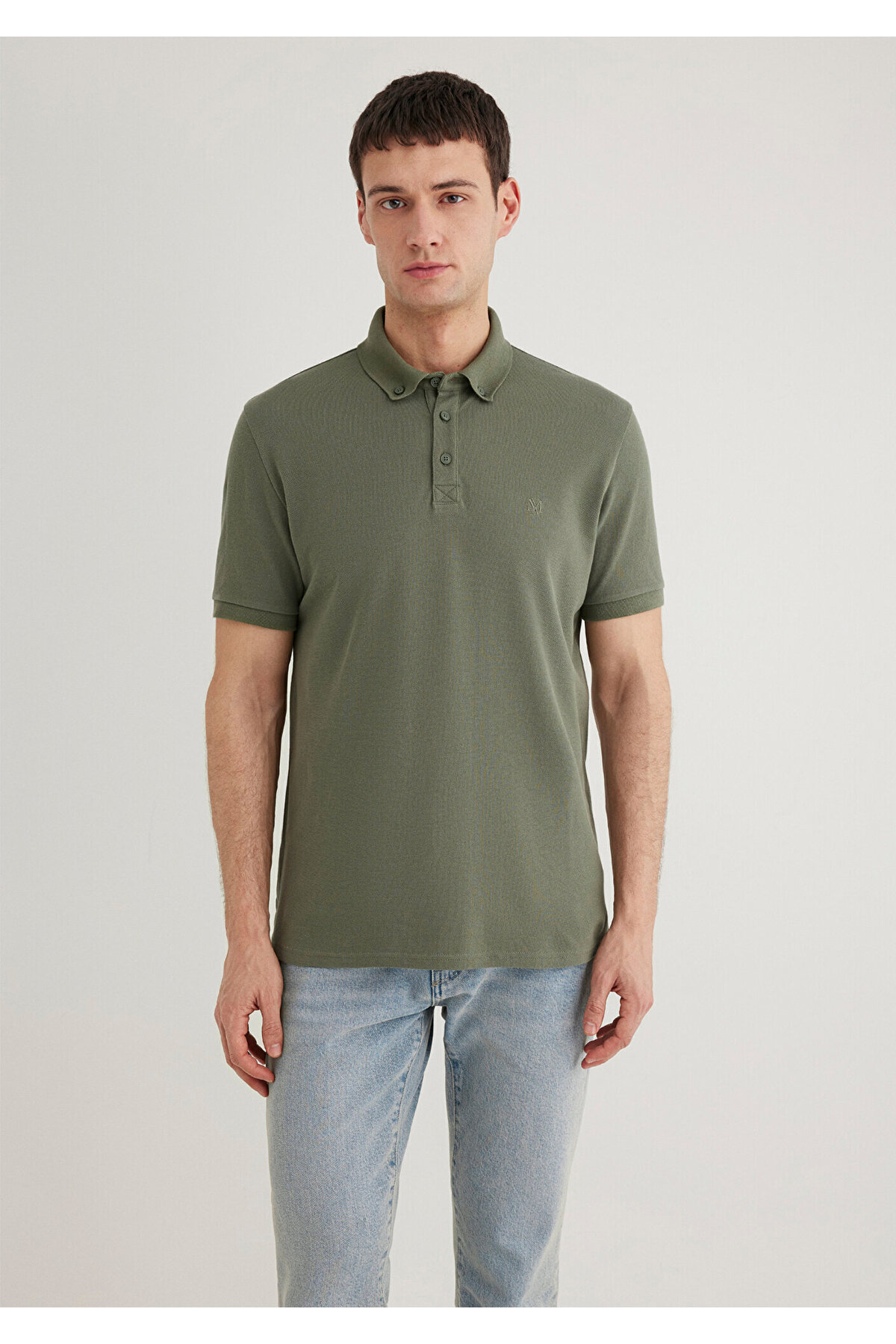 Haki Polo Tişört Slim Fit / Dar Kesim 063247-33198