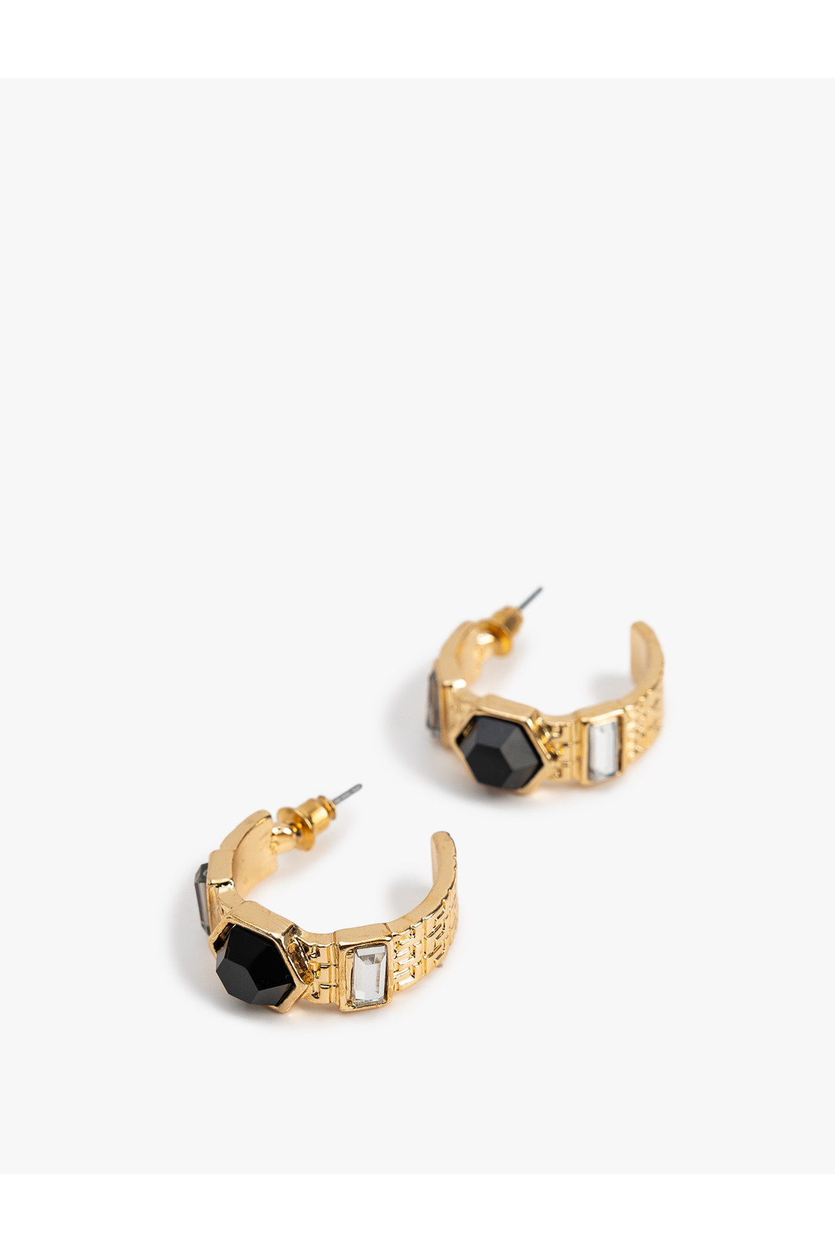 Halka Küpe Taş Detaylı Kalın