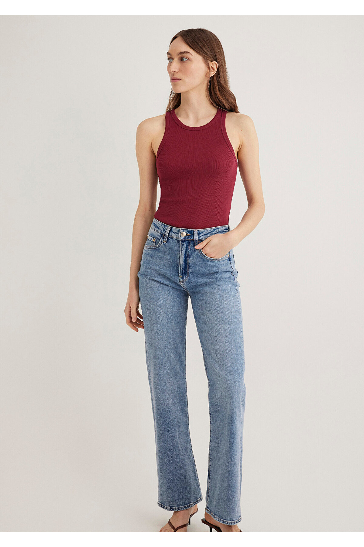 Halter Yaka Bordo Basic Atlet Slim Fit / Dar Kesim 1612462-70430