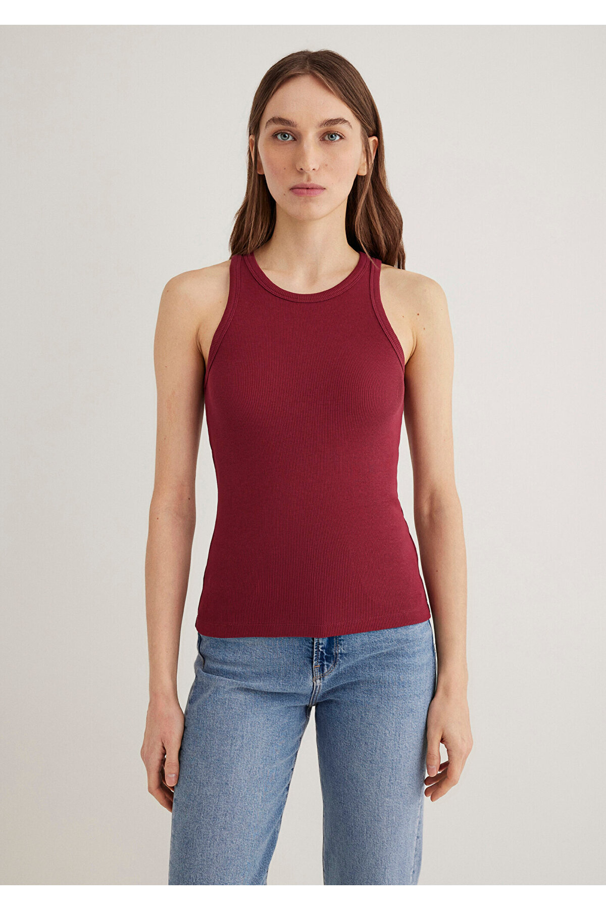 Halter Yaka Bordo Basic Atlet Slim Fit / Dar Kesim 1612462-70430