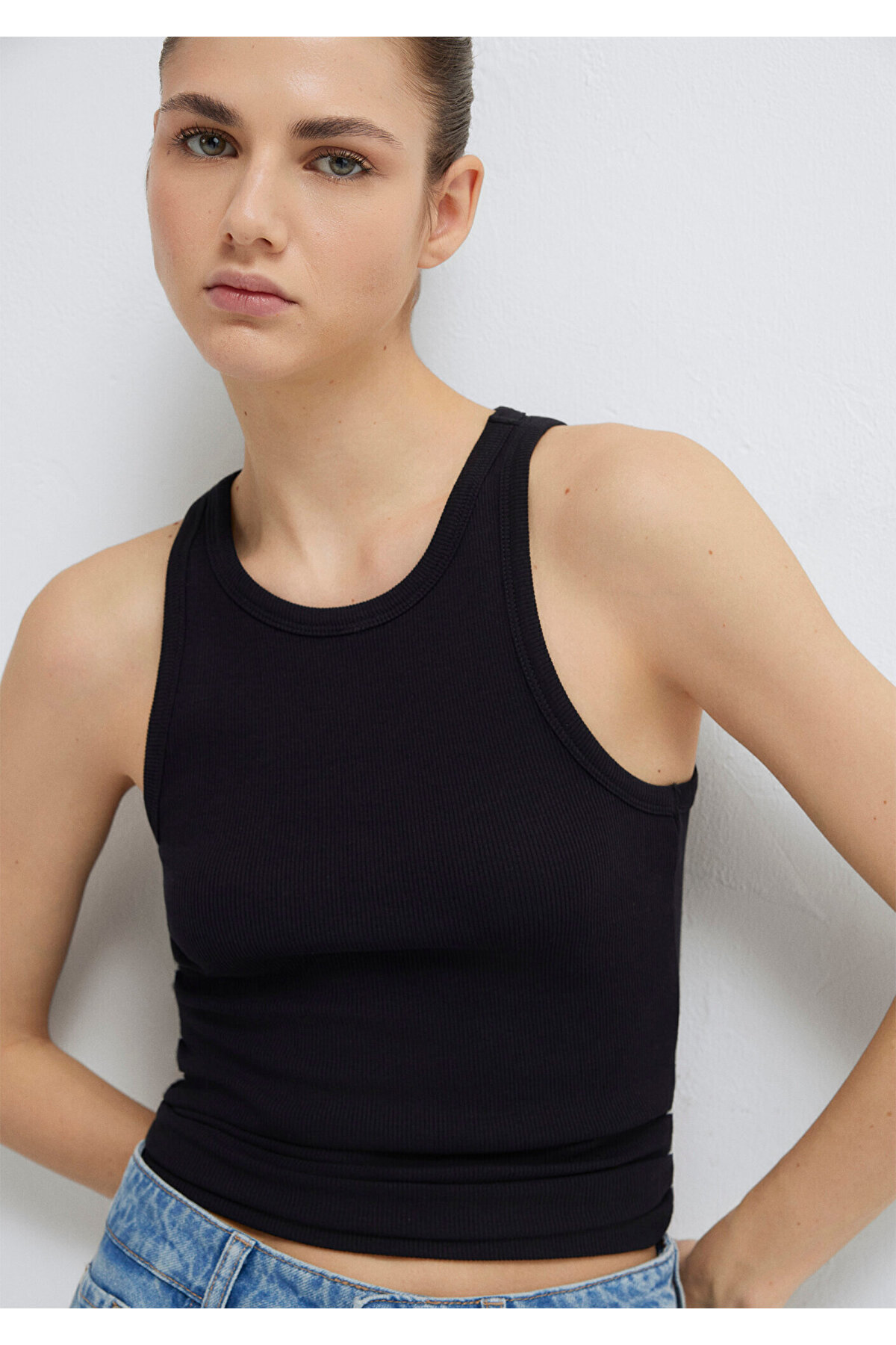 Halter Yaka Siyah Basic Atlet Slim Fit / Dar Kesim 1612462-900