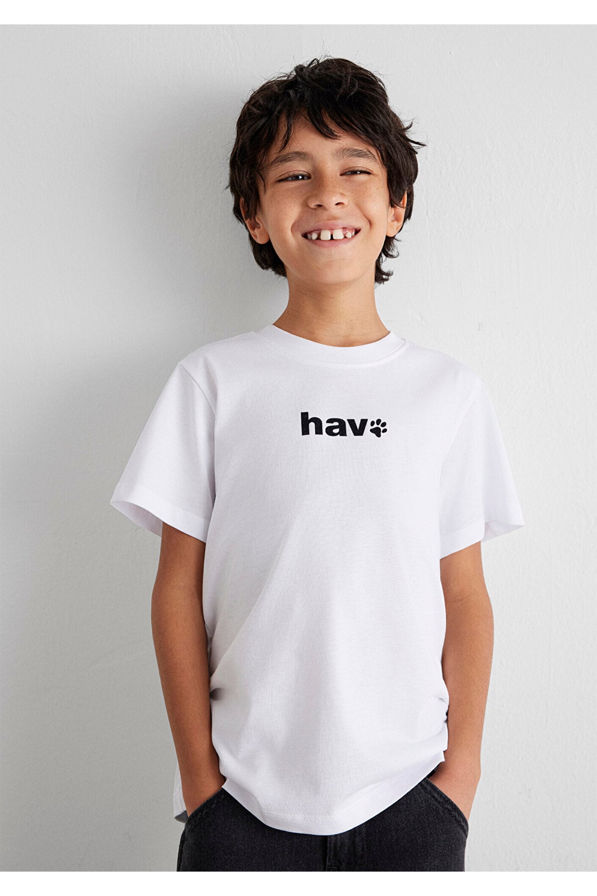 Hav Baskılı Beyaz Çocuk Tişört Regular Fit / Normal Kesim 6610350-620
