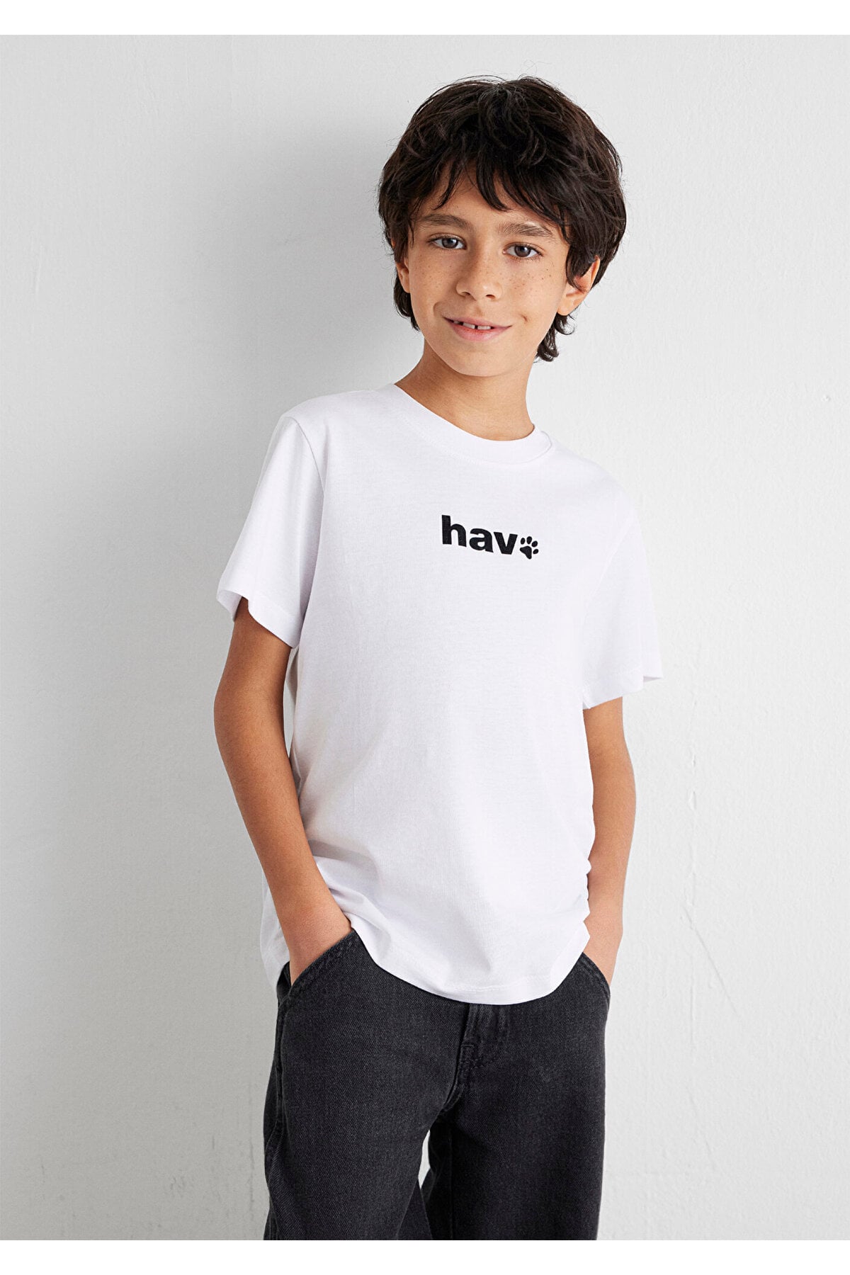 Hav Baskılı Beyaz Çocuk Tişört Regular Fit / Normal Kesim 6610350-620