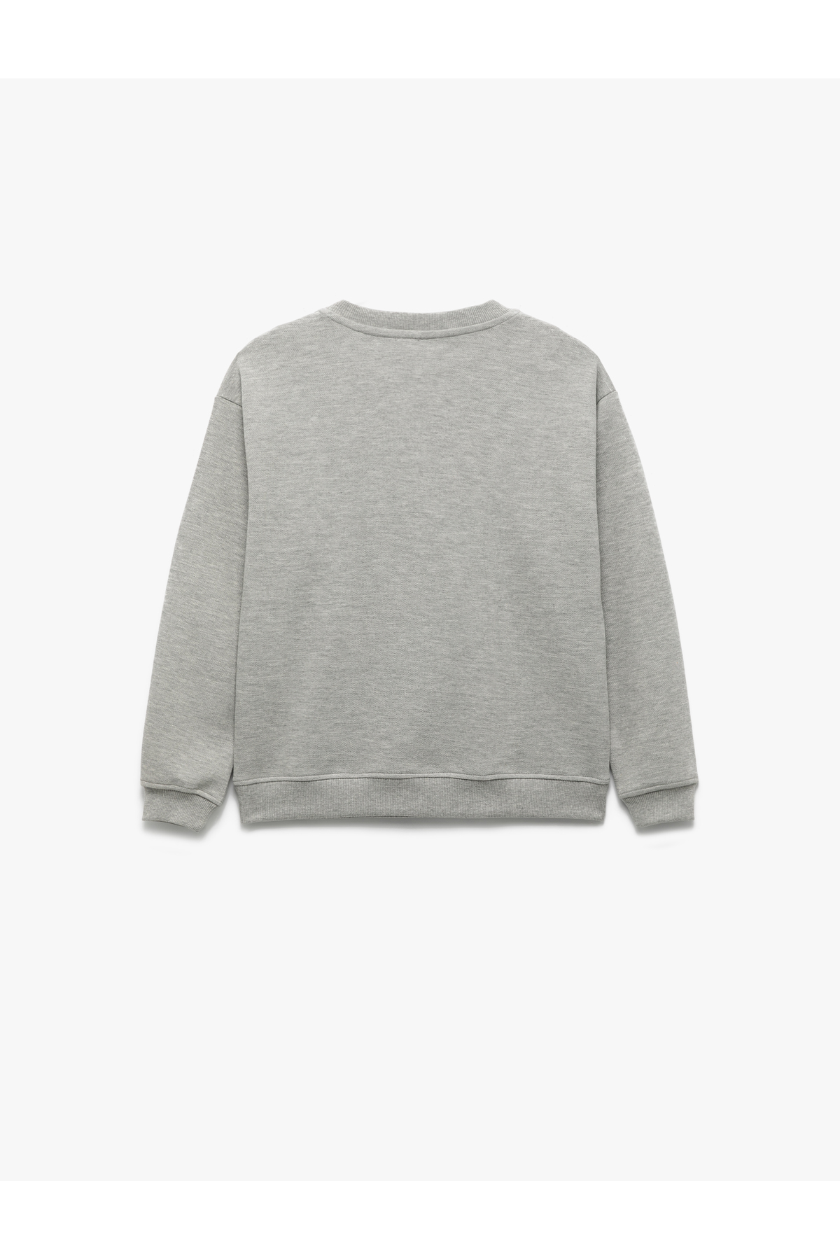 İşleme Detaylı Uzun Kollu Bisiklet Yaka Oversize Sweatshirt