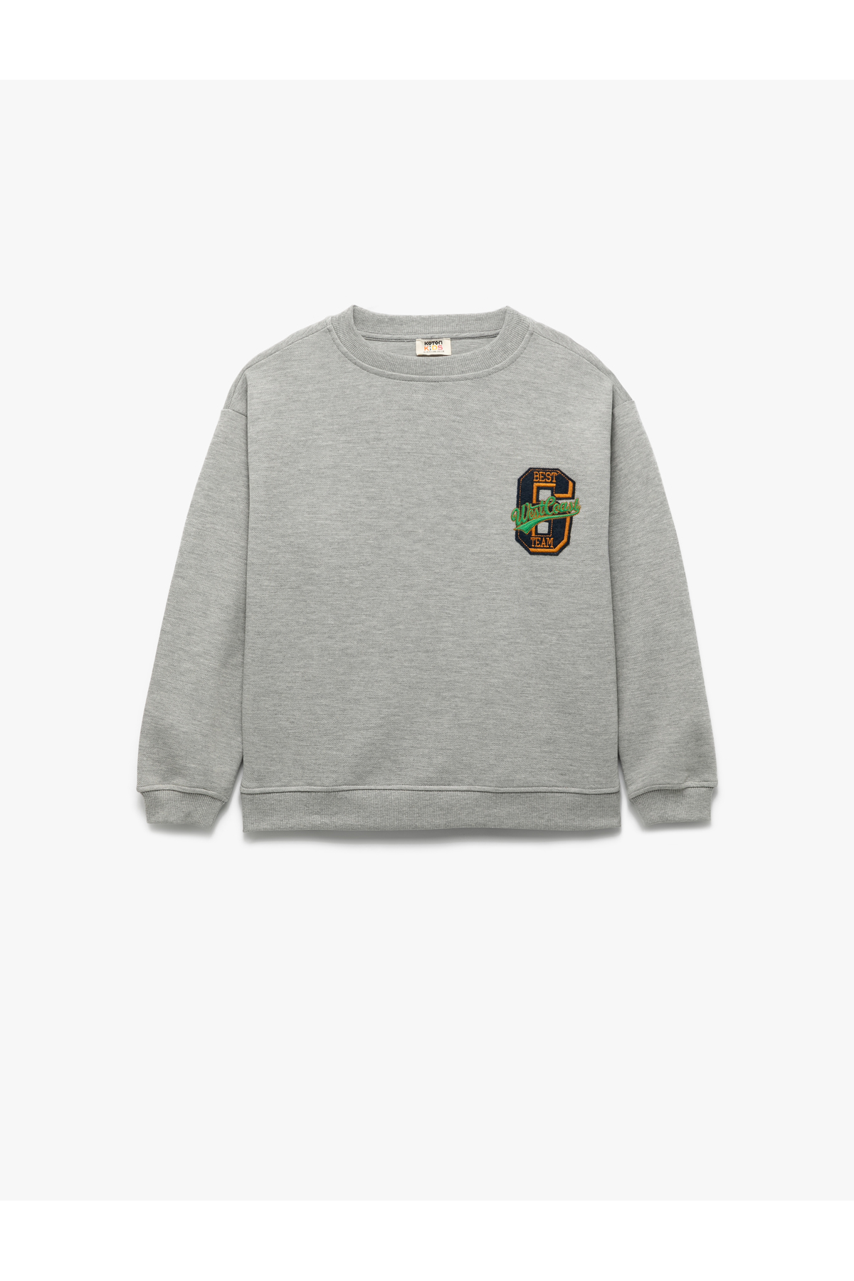 İşleme Detaylı Uzun Kollu Bisiklet Yaka Oversize Sweatshirt