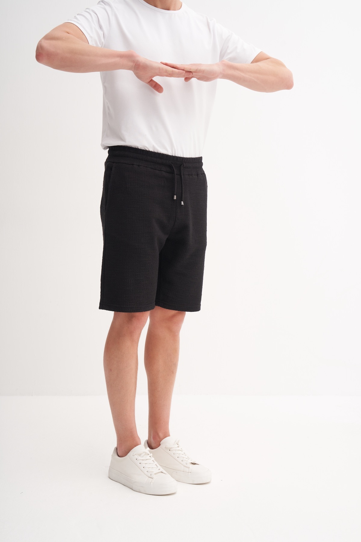 Jakarlı Regular Fit Örme Bermuda Şort