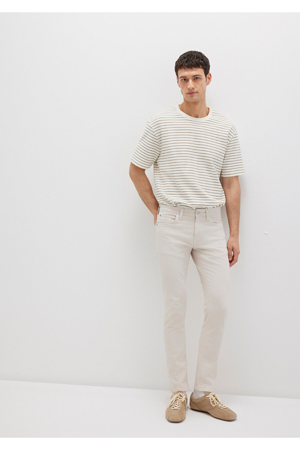 Jake Ecru Comfort Gabardin Pantolon