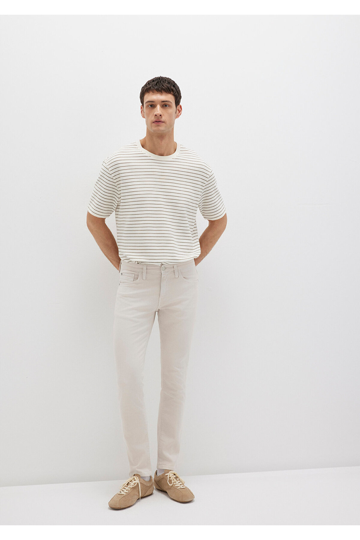 Jake Ecru Comfort Gabardin Pantolon