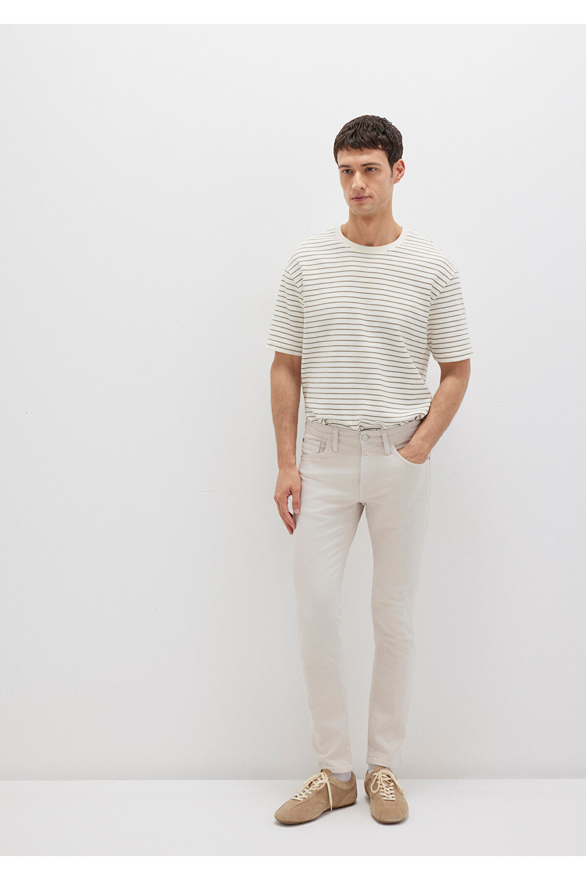 Jake Ecru Comfort Gabardin Pantolon