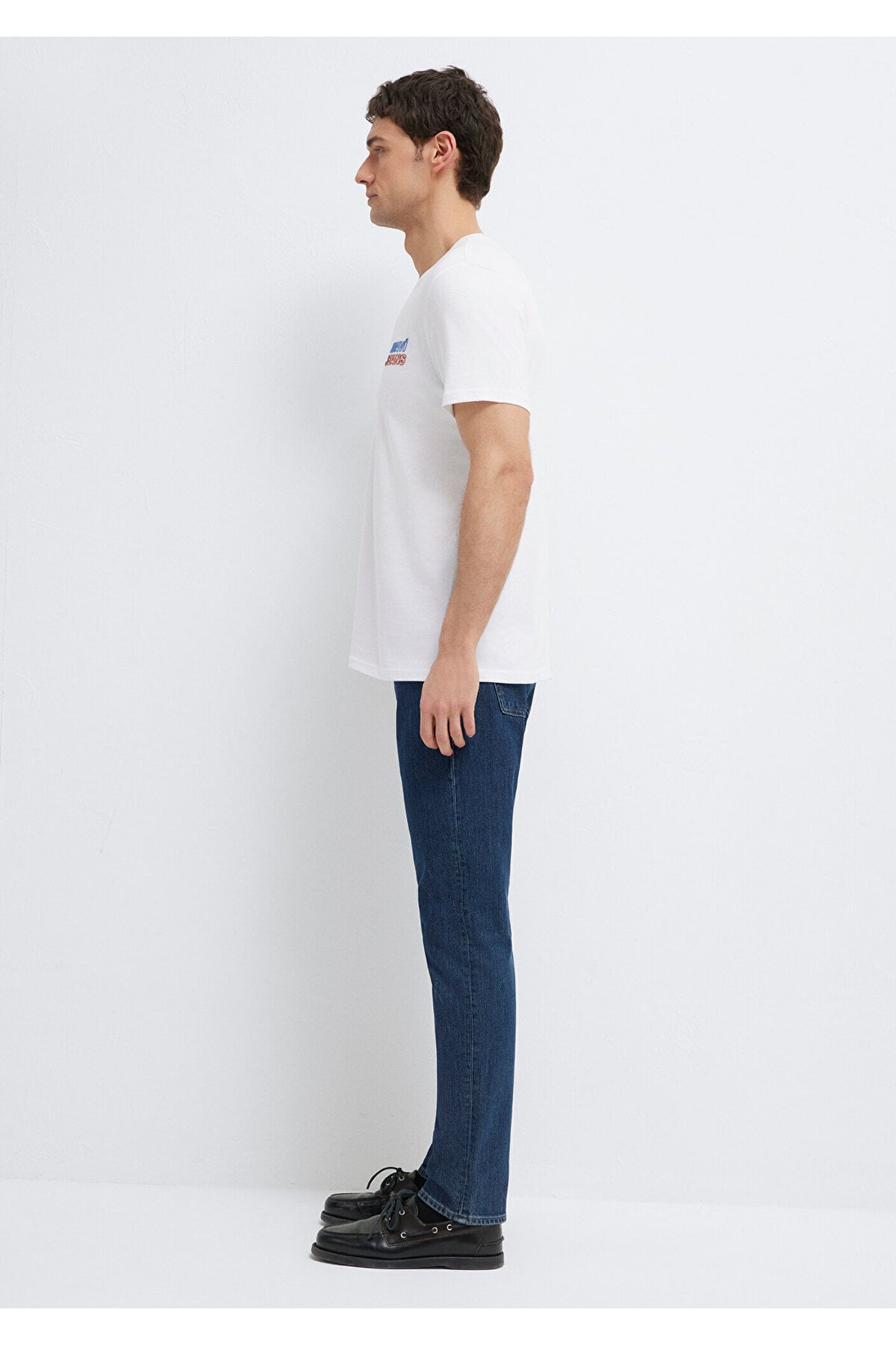Jeans Baskılı Beyaz Tişört Slim Fit / Dar Kesim 066841-620