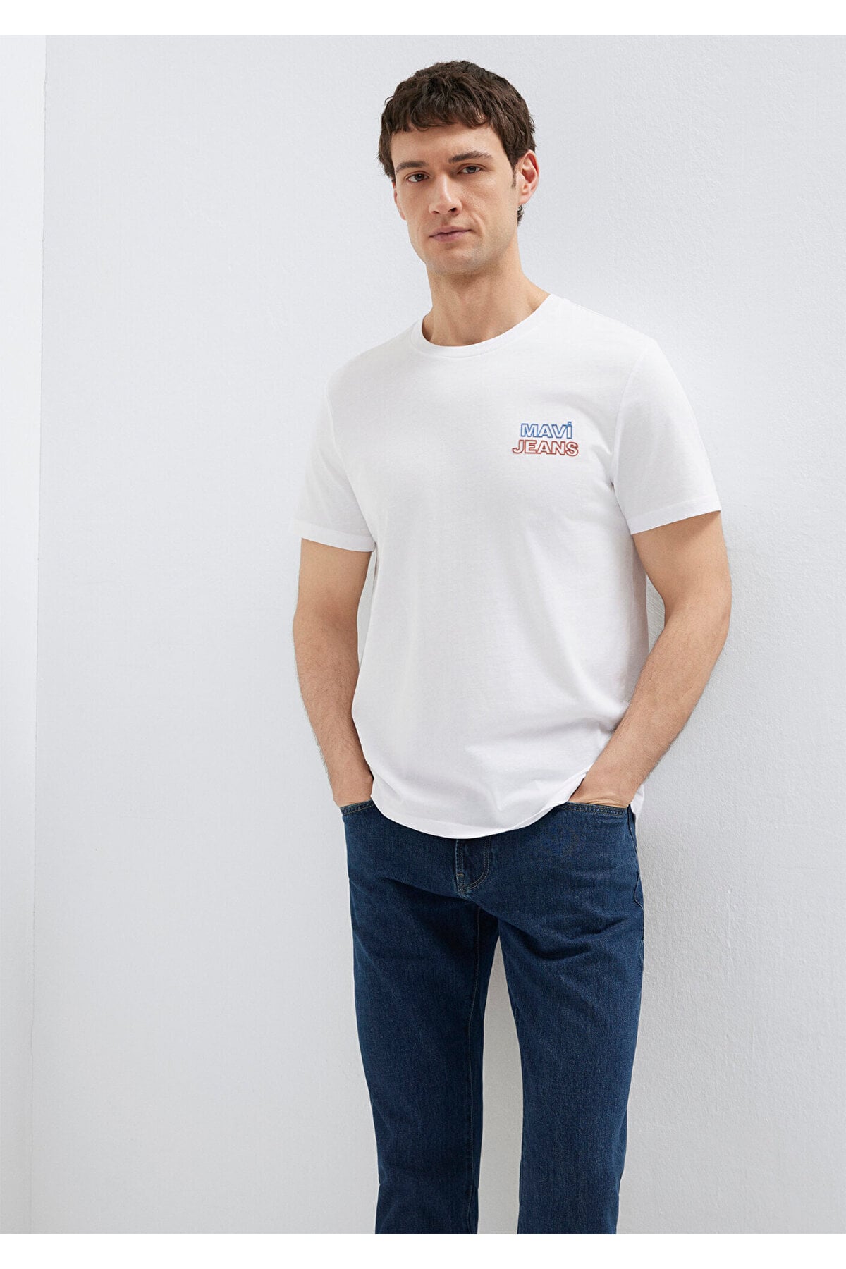 Jeans Baskılı Beyaz Tişört Slim Fit / Dar Kesim 066841-620