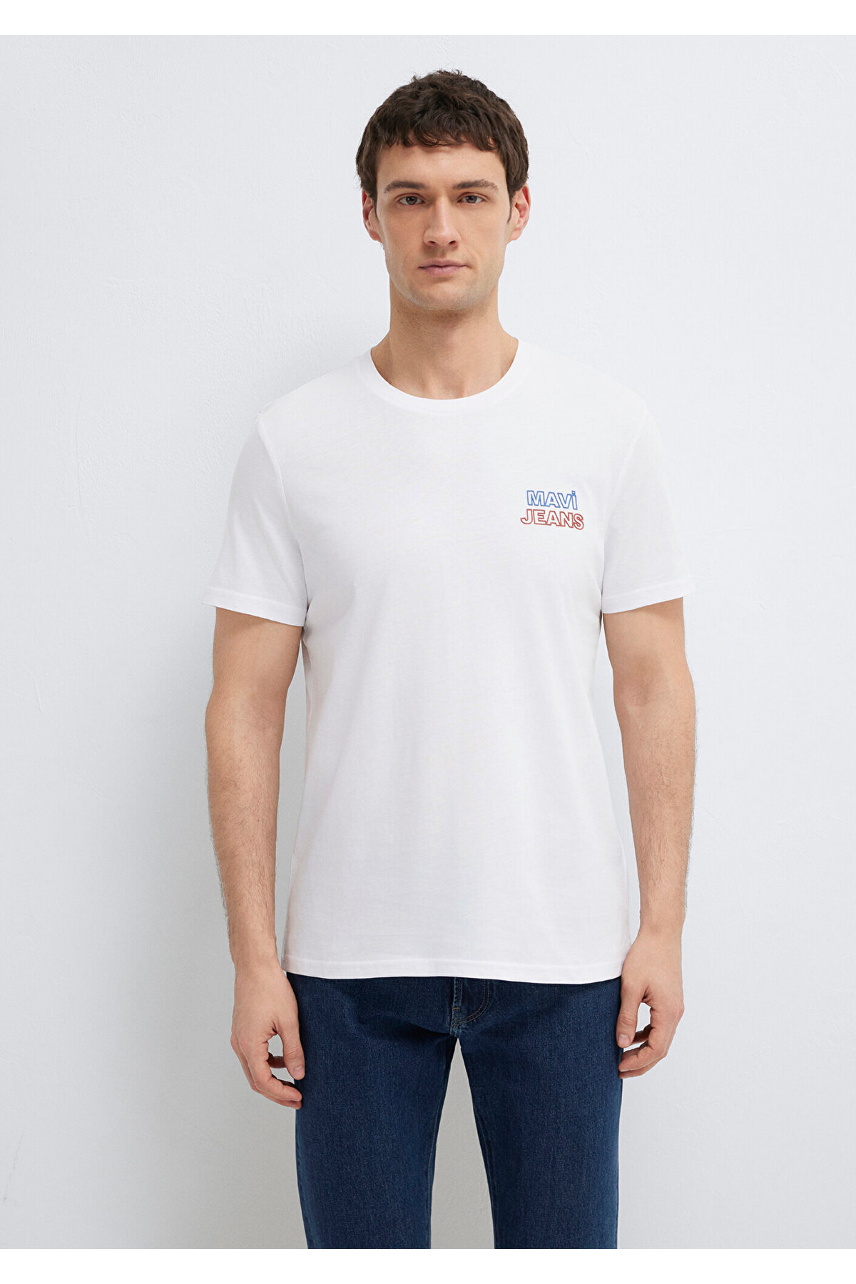 Jeans Baskılı Beyaz Tişört Slim Fit / Dar Kesim 066841-620