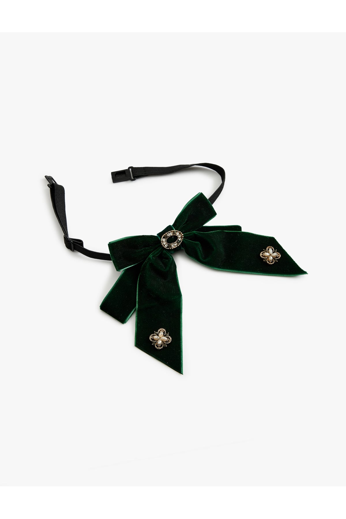Kadife Fiyonk Choker Kolye Taşlı