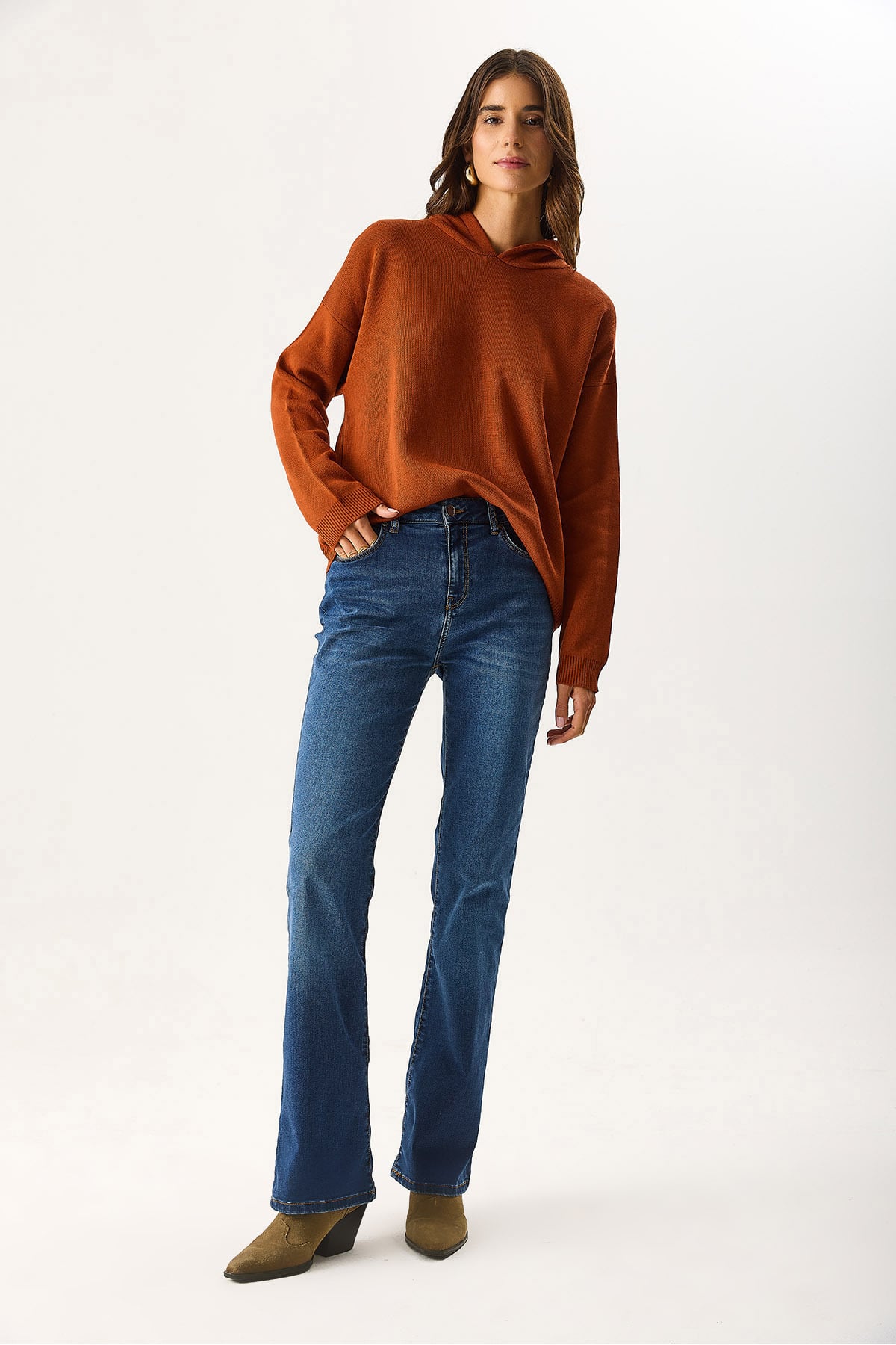 Kadın Emilie Blue Black Bootcut Jean Pantolon - Blue Black