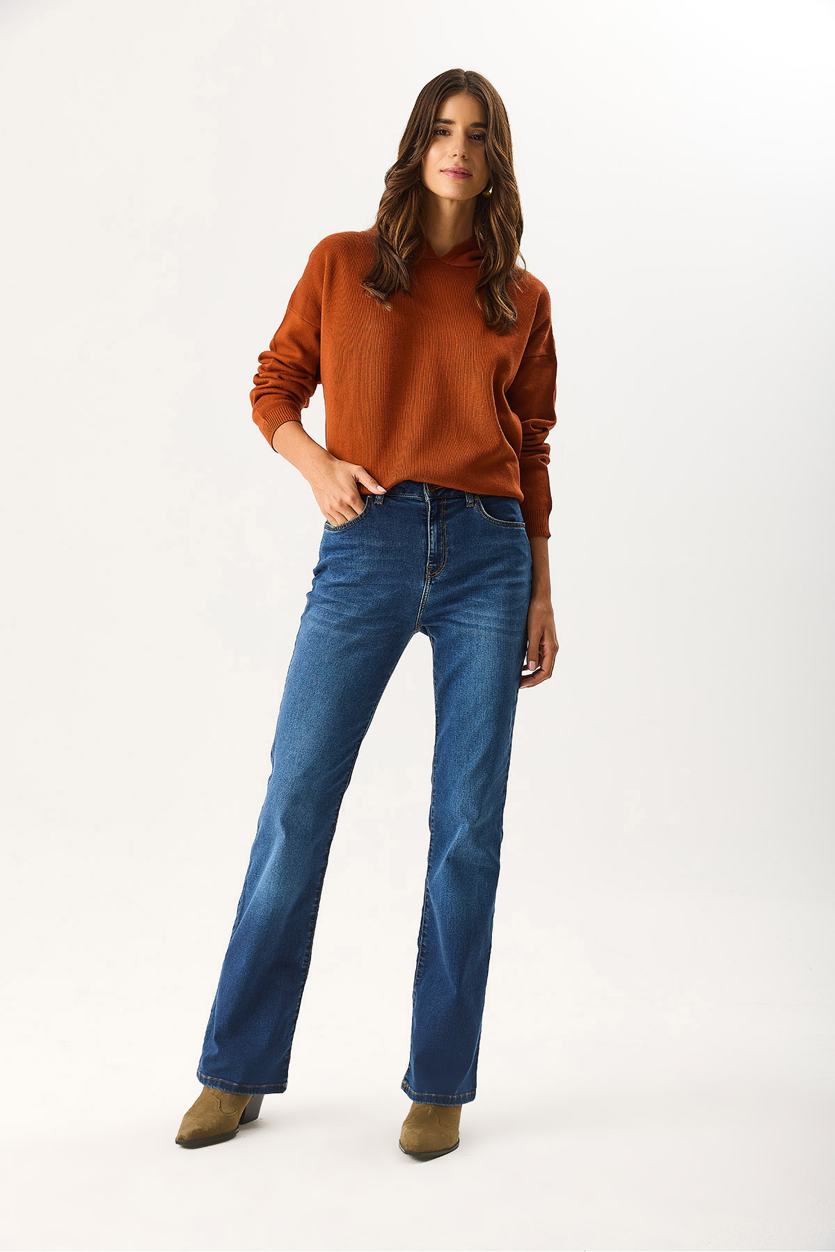Kadın Emilie Blue Black Bootcut Jean Pantolon - Blue Black