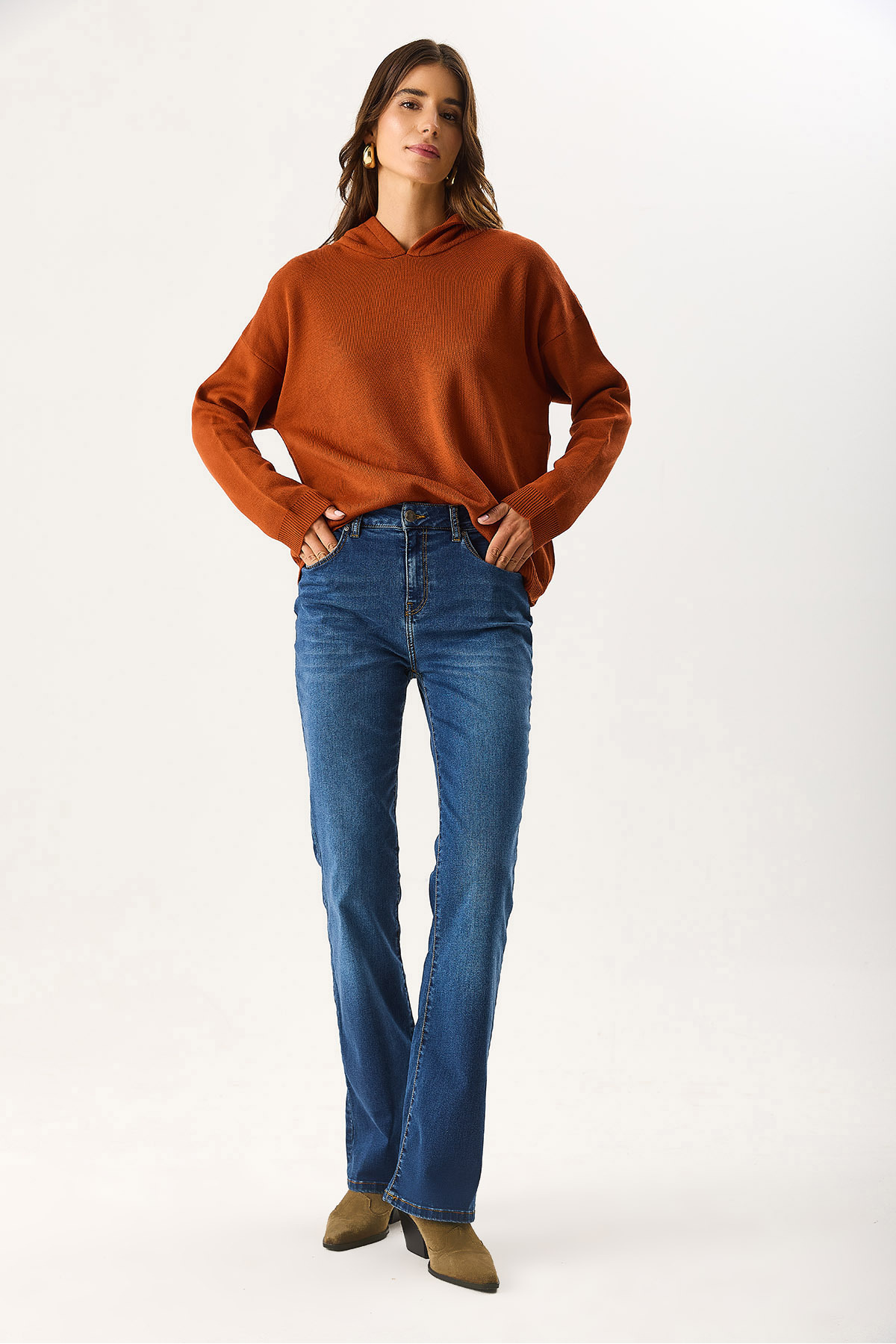 Kadın Emilie Blue Black Bootcut Jean Pantolon - Blue Black
