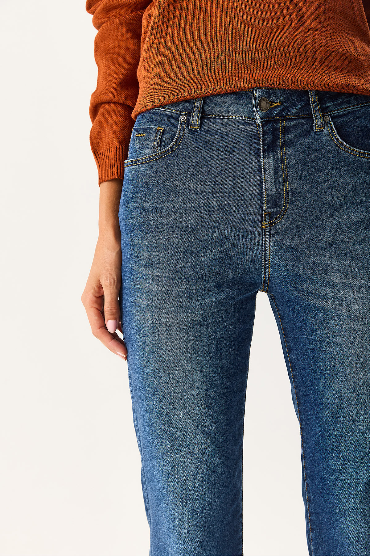 Kadın Emilie Blue Black Bootcut Jean Pantolon - Blue Black