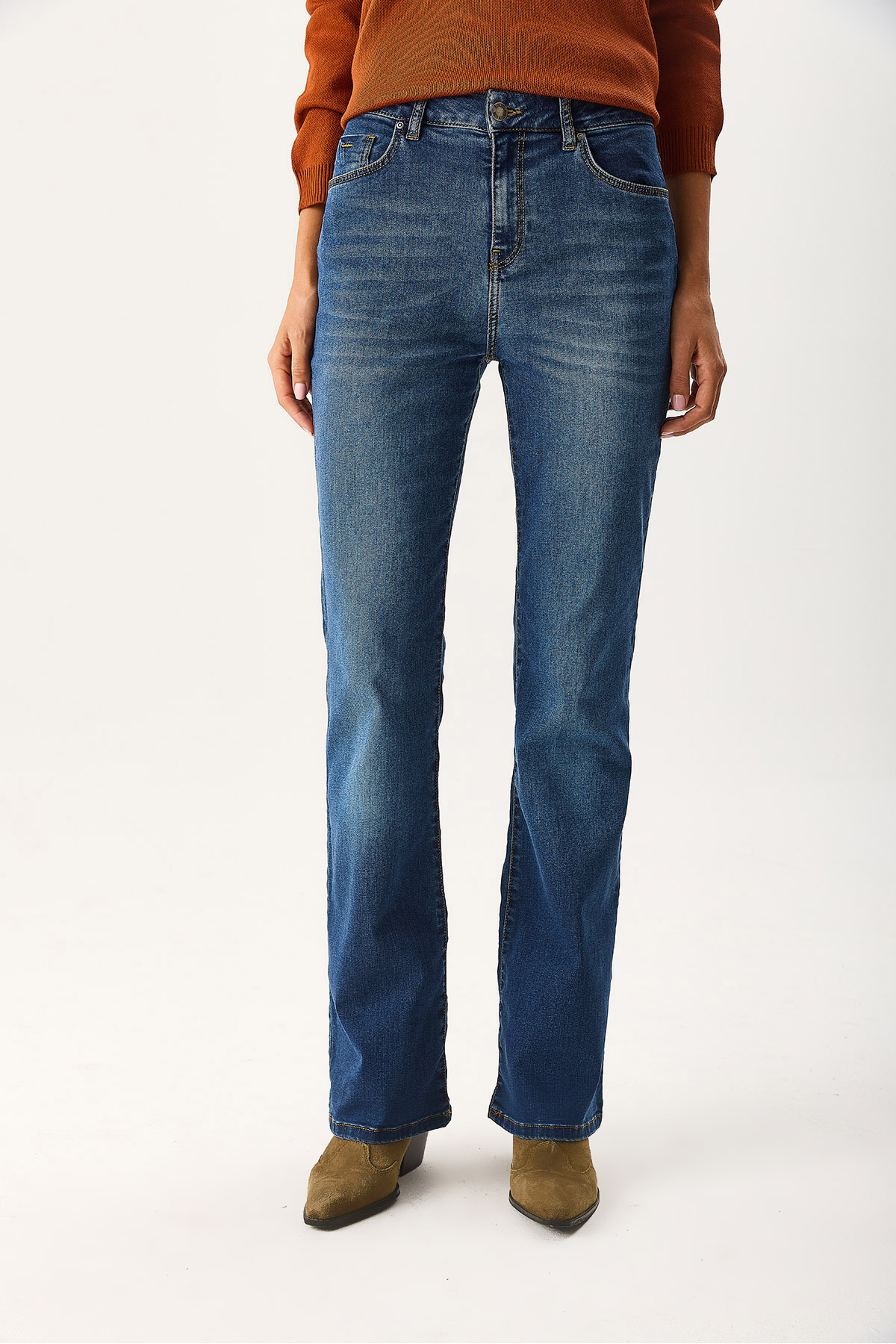 Kadın Emilie Blue Black Bootcut Jean Pantolon - Blue Black