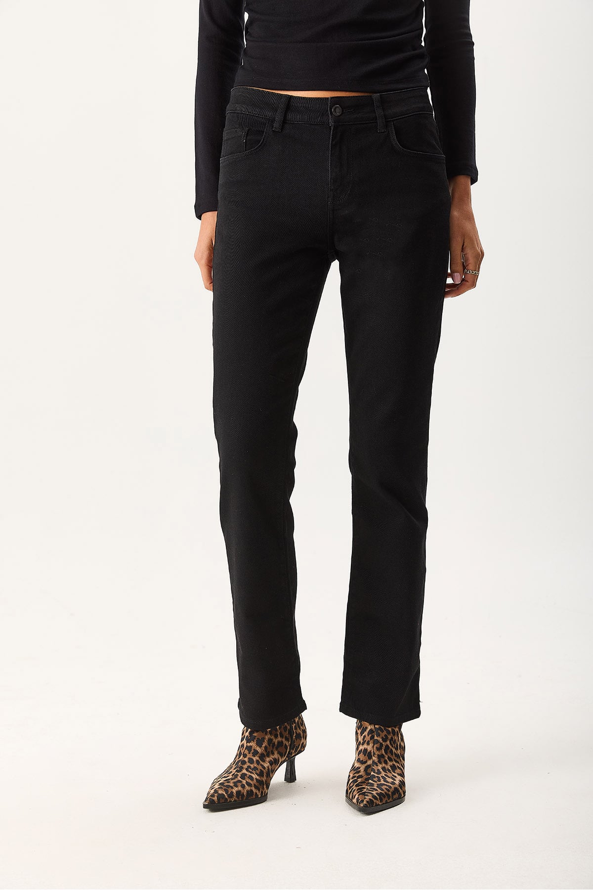 Kadın Gabriel Carbon Black Straight Fit Jean Pantolon - Carbon Black