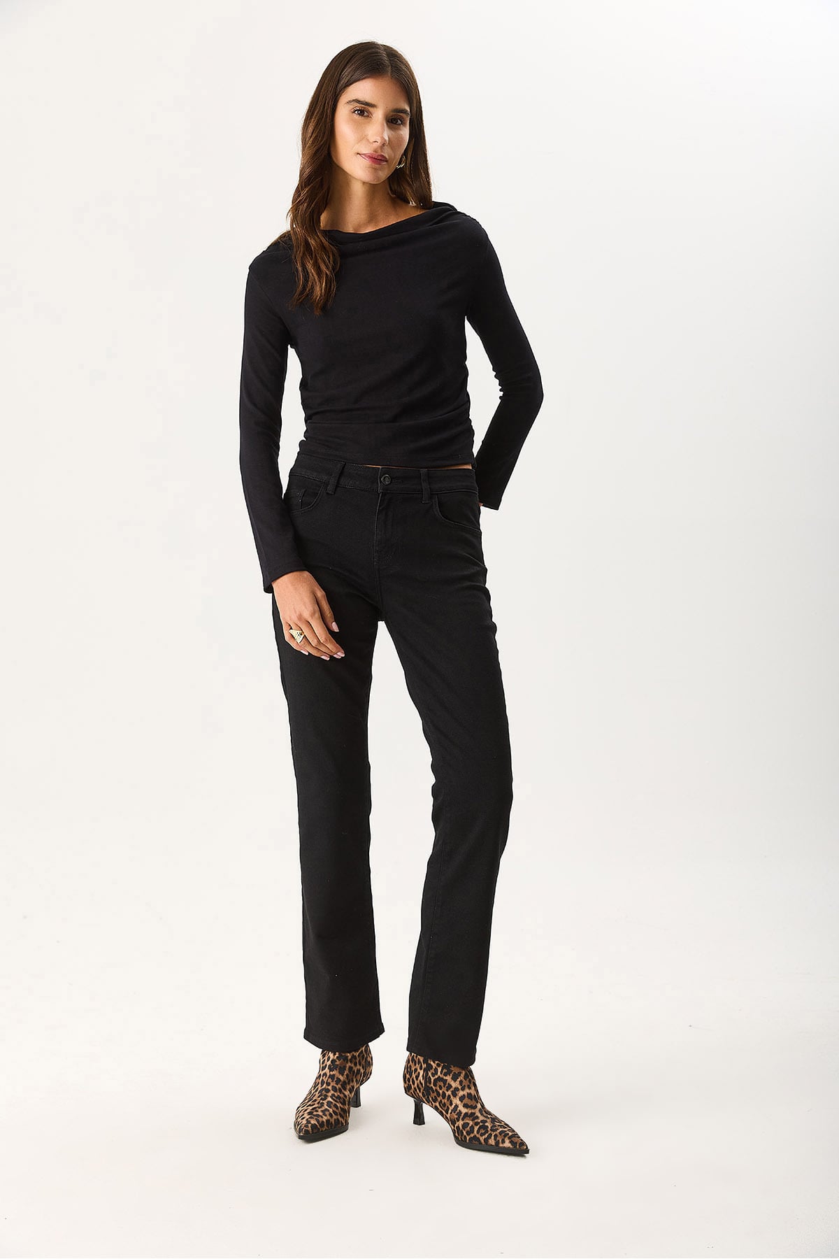 Kadın Gabriel Carbon Black Straight Fit Jean Pantolon - Carbon Black