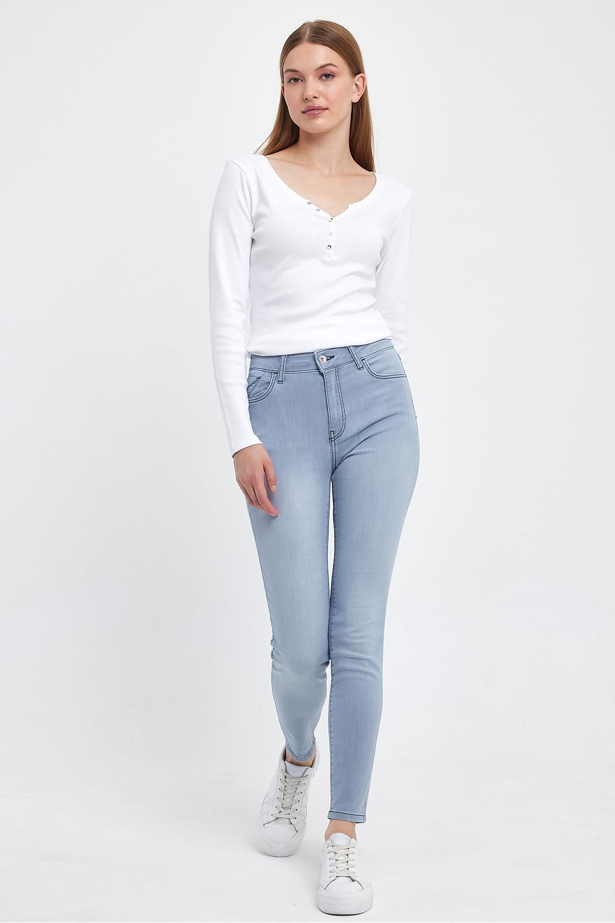 Kadın Gabriella Blue Grey Skinny Jean Pantolon - Blue Grey