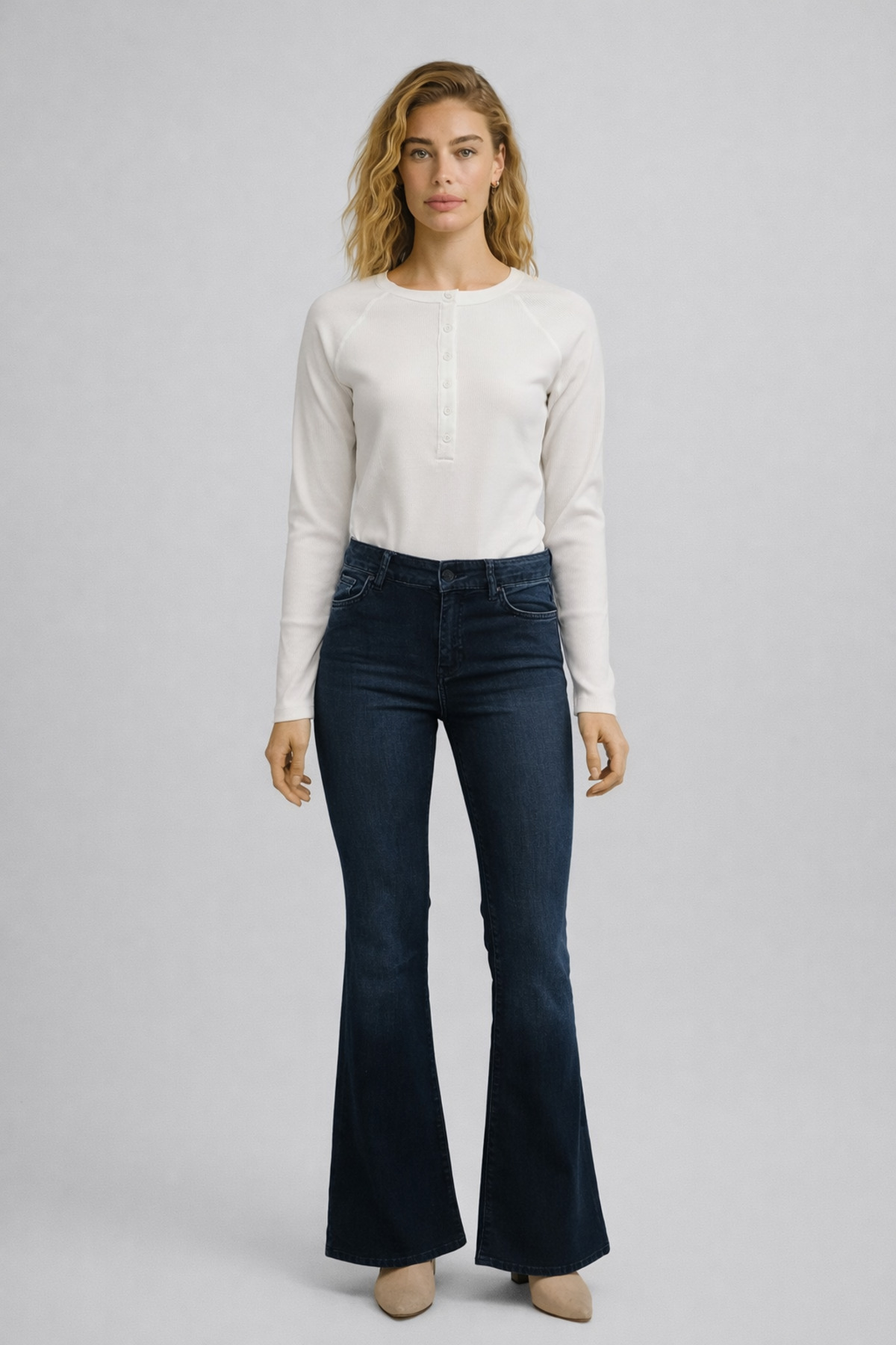 Kadın Jenny Blue Black Yüksek Bel Flare Jean Pantolon - Blue Black