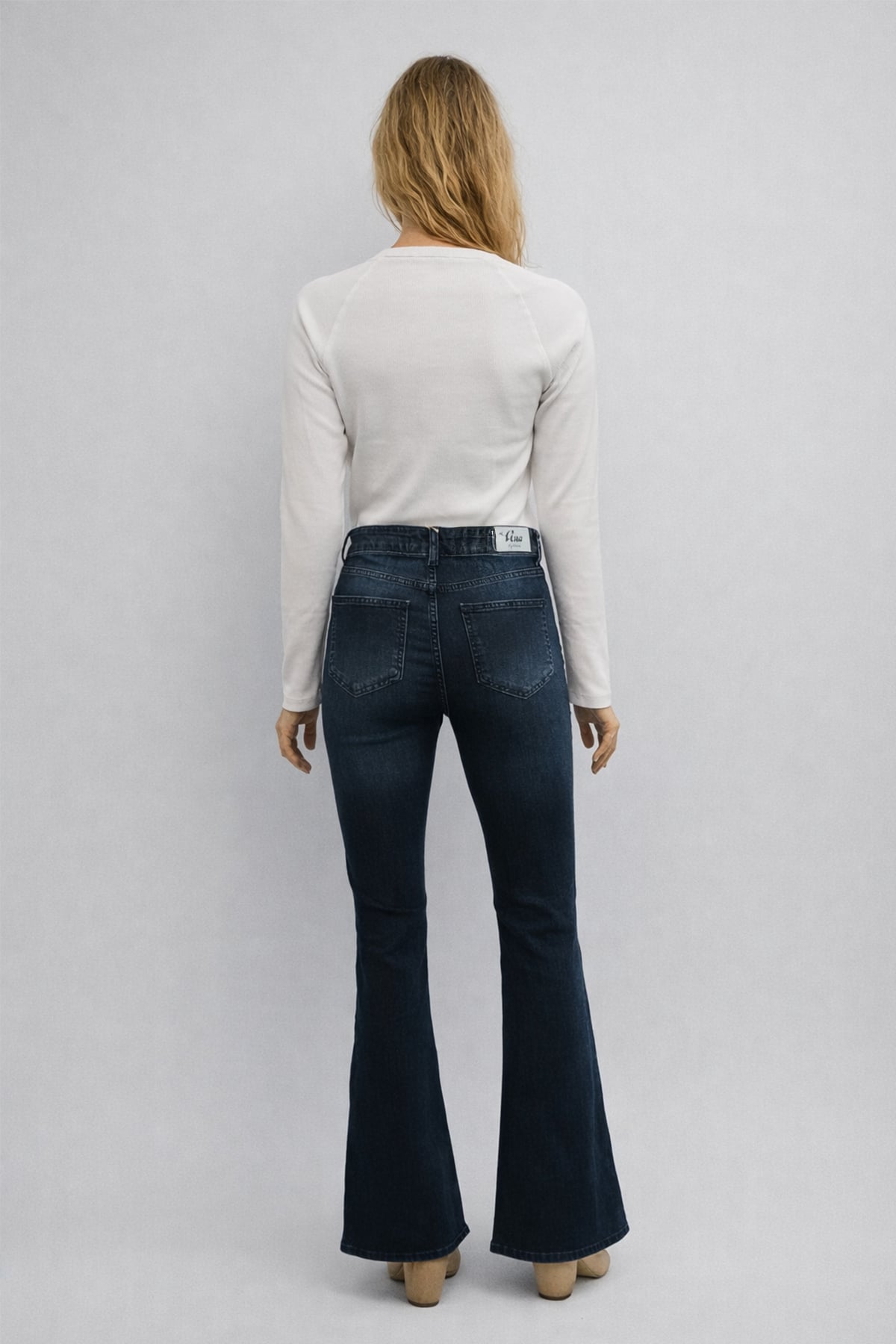 Kadın Jenny Blue Black Yüksek Bel Flare Jean Pantolon - Blue Black