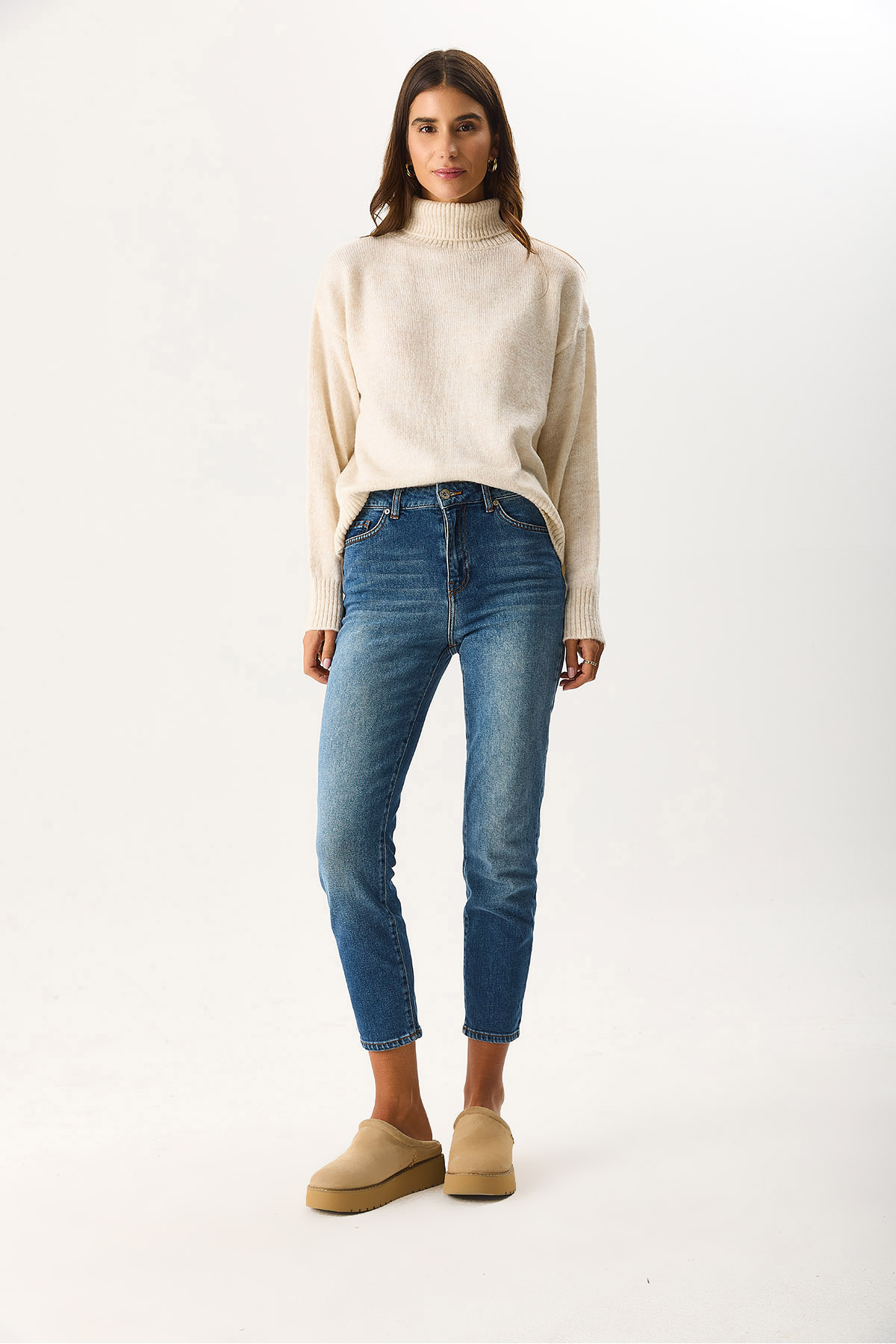 Kadın Jessica Dirty Dark Blue Mom Jean Pantolon - Dirty Dark Blue