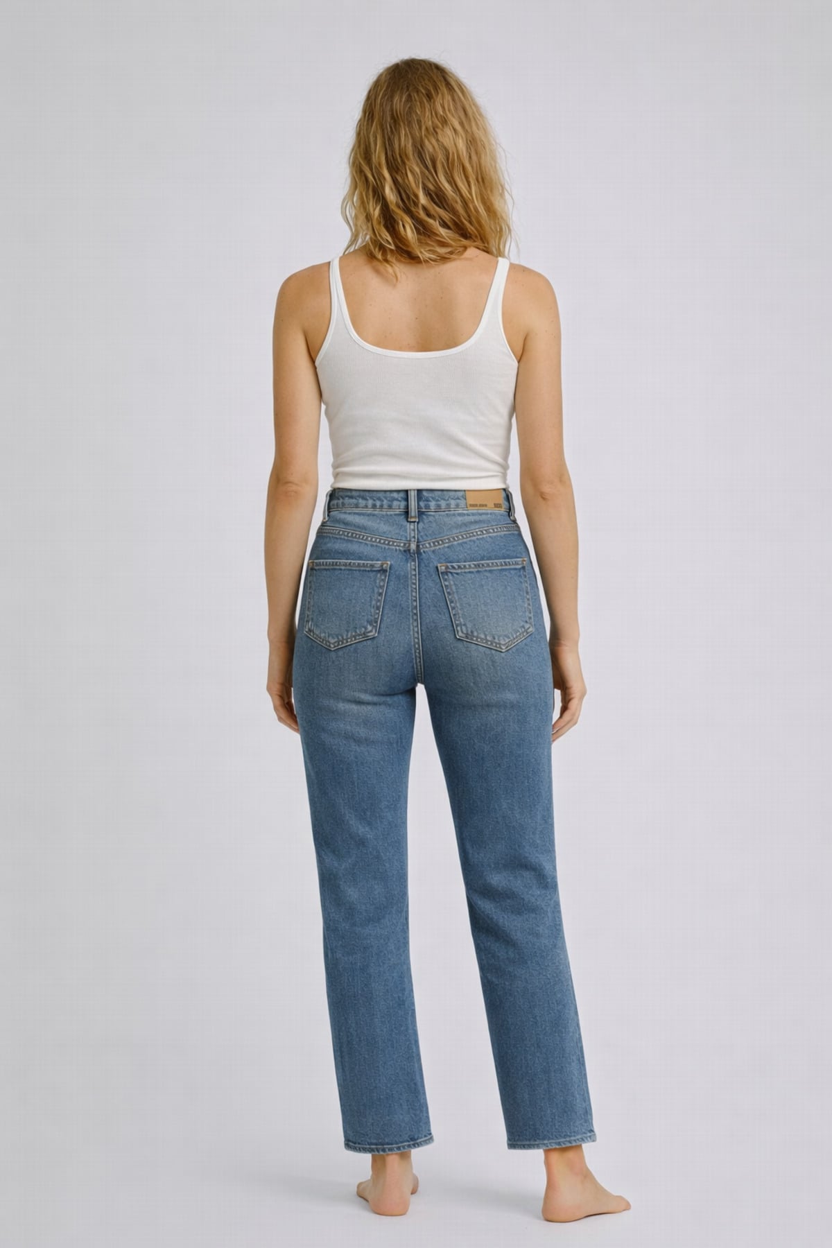 Kadın Jessica Med Blue Mom Jean Pantolon - Med Blue