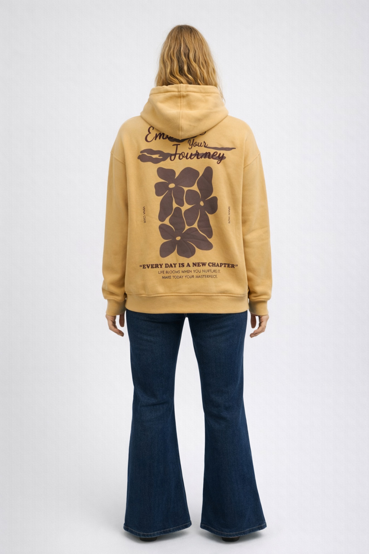 Kadın Jolie Baskılı Sweatshirt %100 Pamuk - Sarı