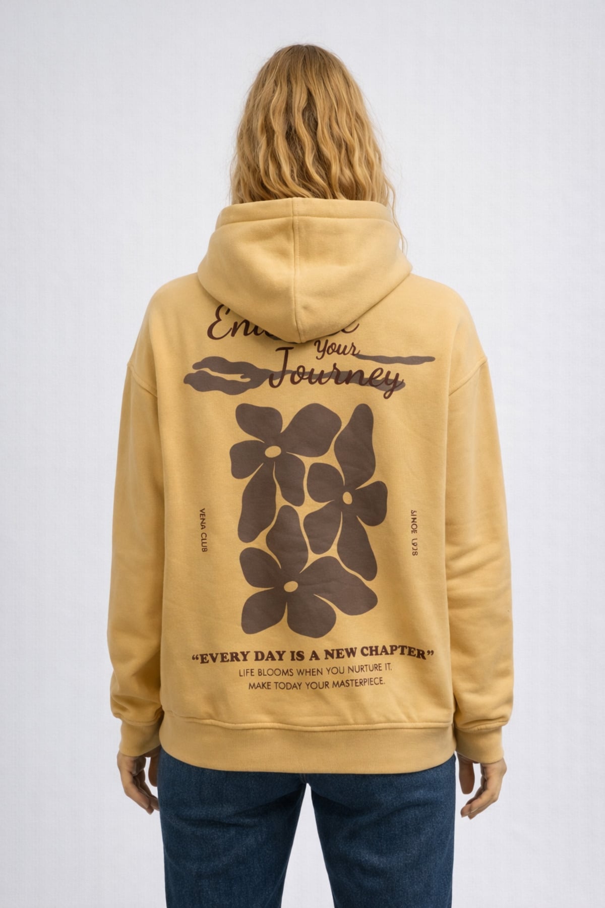 Kadın Jolie Baskılı Sweatshirt %100 Pamuk - Sarı
