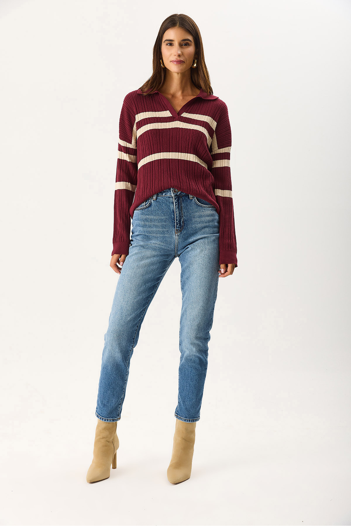 Kadın Maria Dirty Med Blue Slim Mom Jean Pantolon - Dirty Med Blue