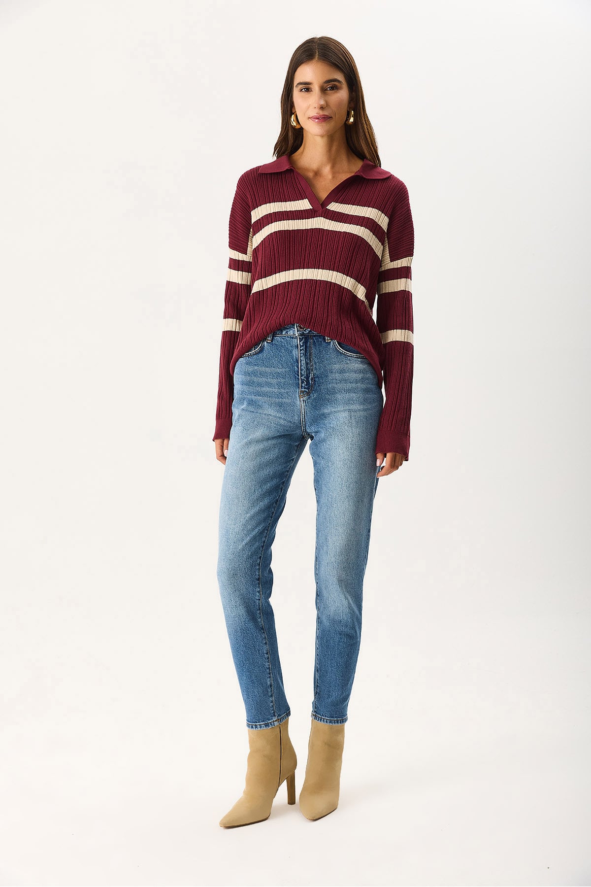 Kadın Maria Dirty Med Blue Slim Mom Jean Pantolon - Dirty Med Blue