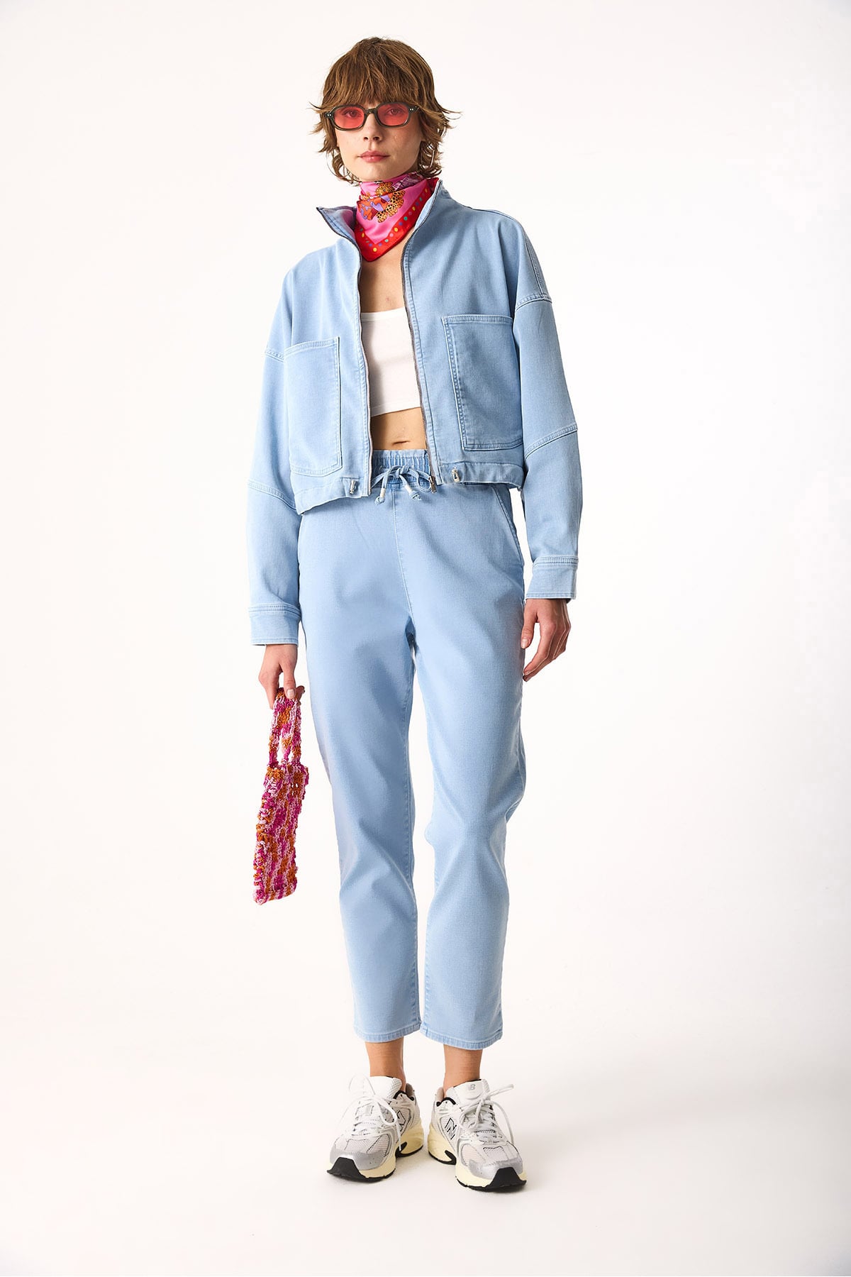Kadın Marla Sky Blue Yüksek Bel Slouchy Jogger Pantolon - Sky Blue