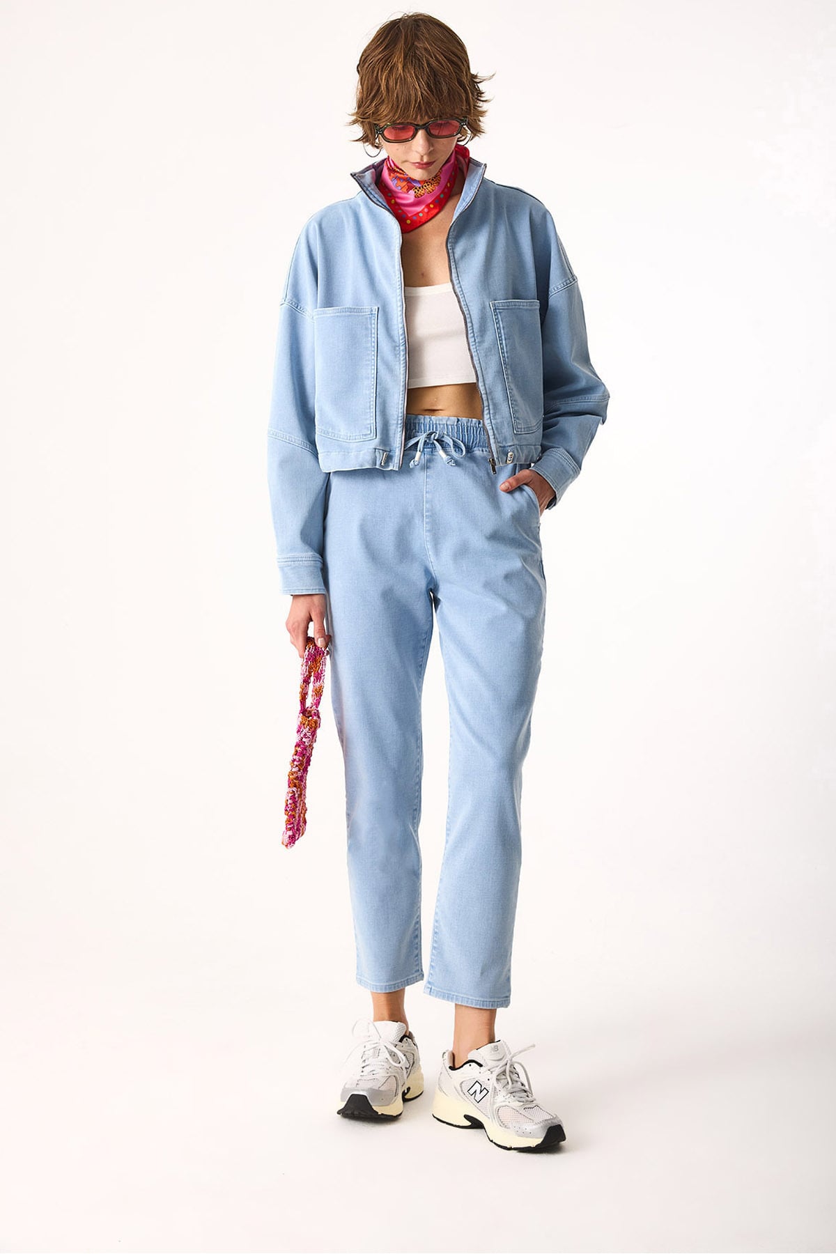 Kadın Marla Sky Blue Yüksek Bel Slouchy Jogger Pantolon - Sky Blue