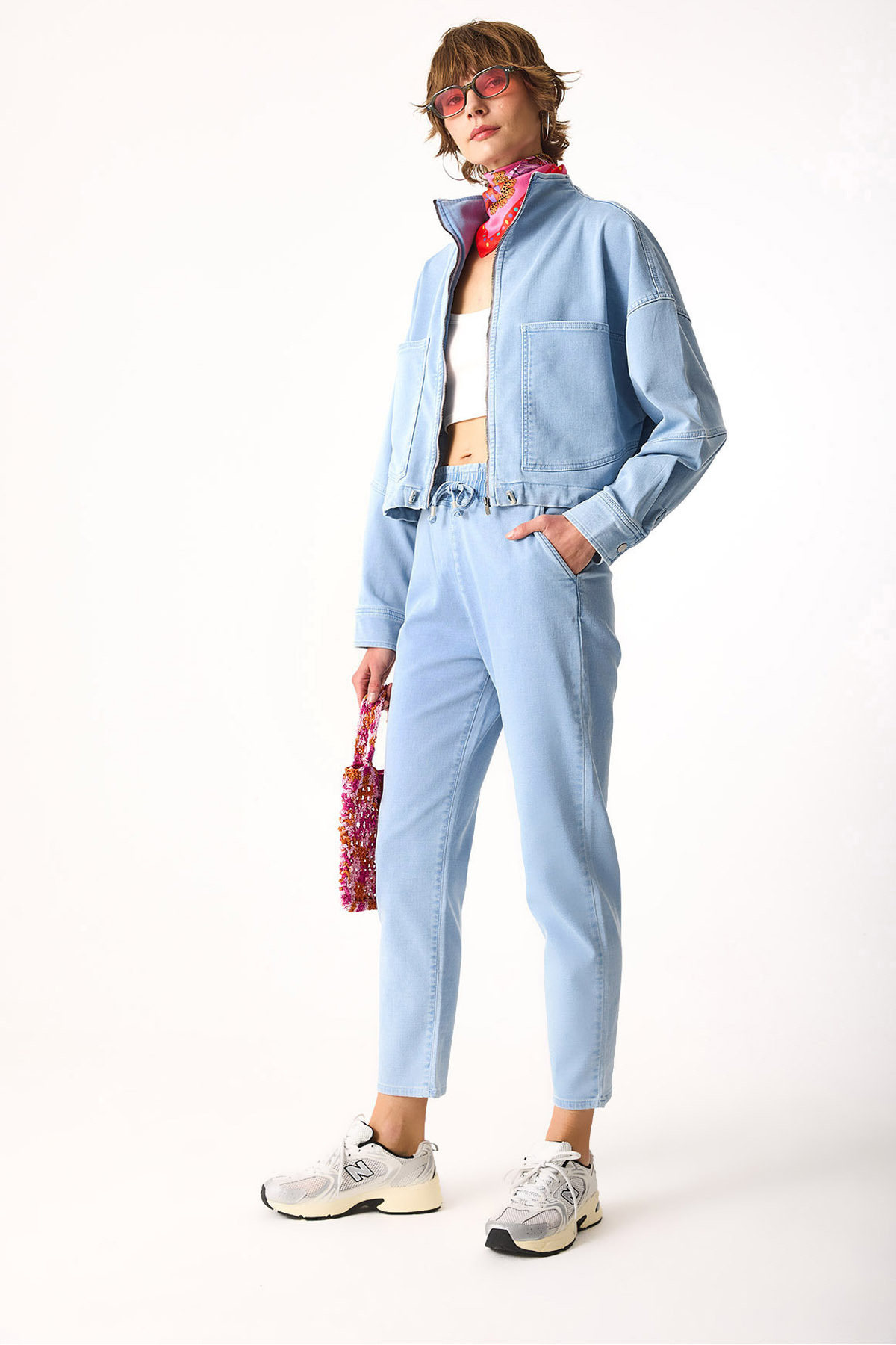 Kadın Marla Sky Blue Yüksek Bel Slouchy Jogger Pantolon - Sky Blue