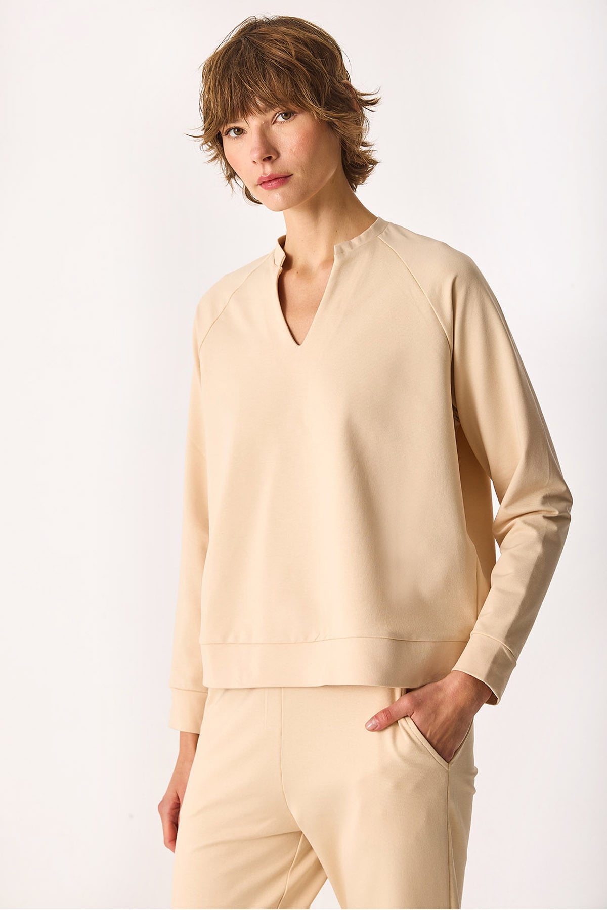 Kadın Marlin Sweatshirt - Taş