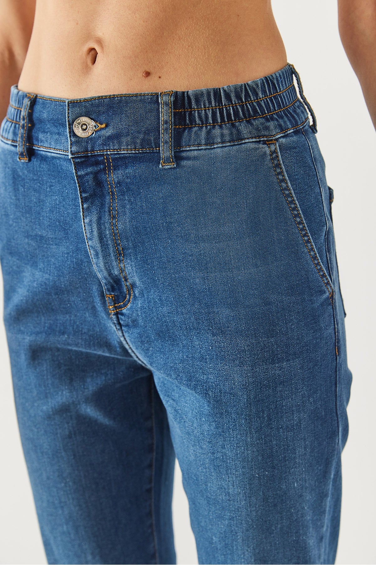 Kadın Norah Dark Blue Beli Lastikli Jean Pantolon - Dark Blue
