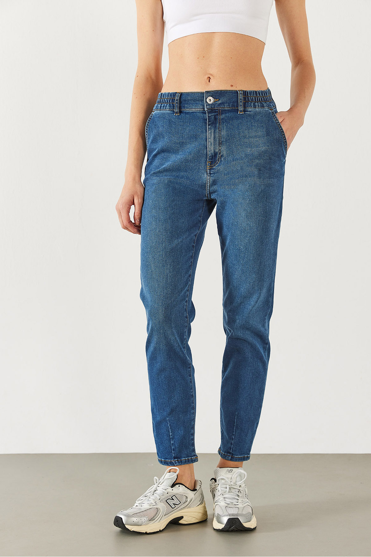 Kadın Norah Dark Blue Beli Lastikli Jean Pantolon - Dark Blue