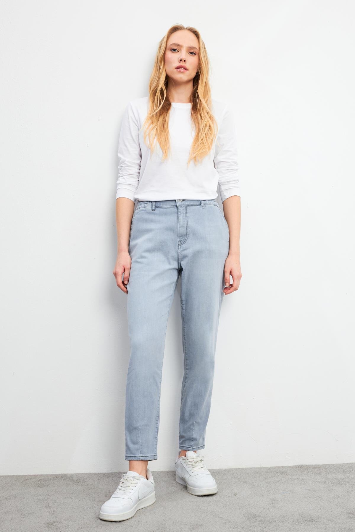 Kadın Norah Grey Beli Lastikli Jean Pantolon - Grey