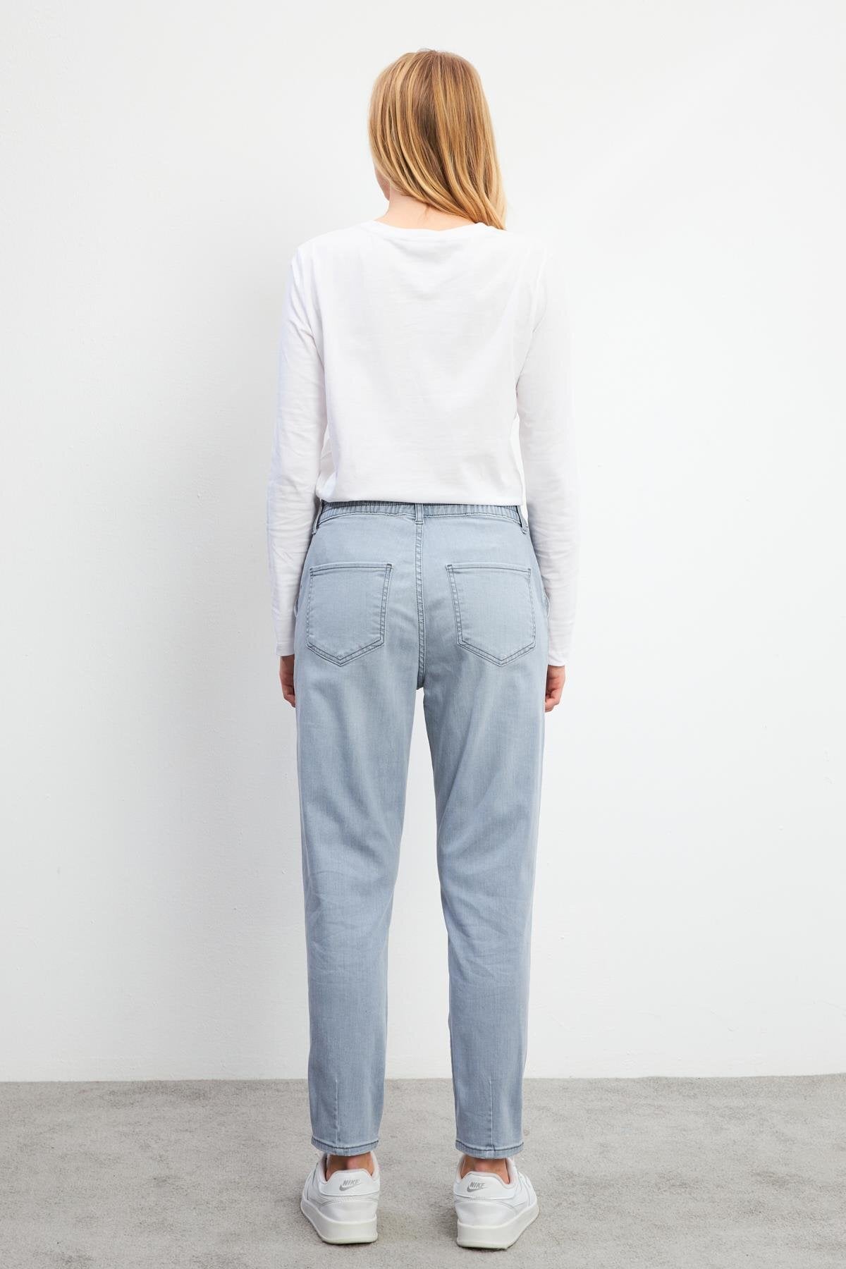 Kadın Norah Grey Beli Lastikli Jean Pantolon - Grey