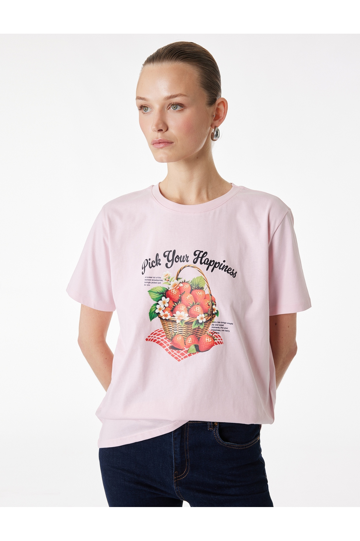 Kadın T-shirt 6SAK50034EK PEMBE