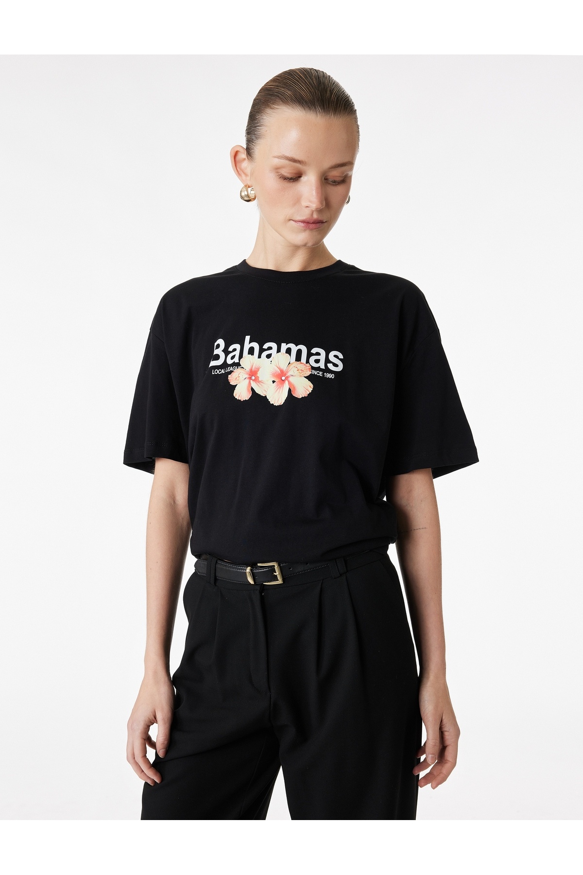 Kadın T-shirt 6SAK50041EK SİYAH